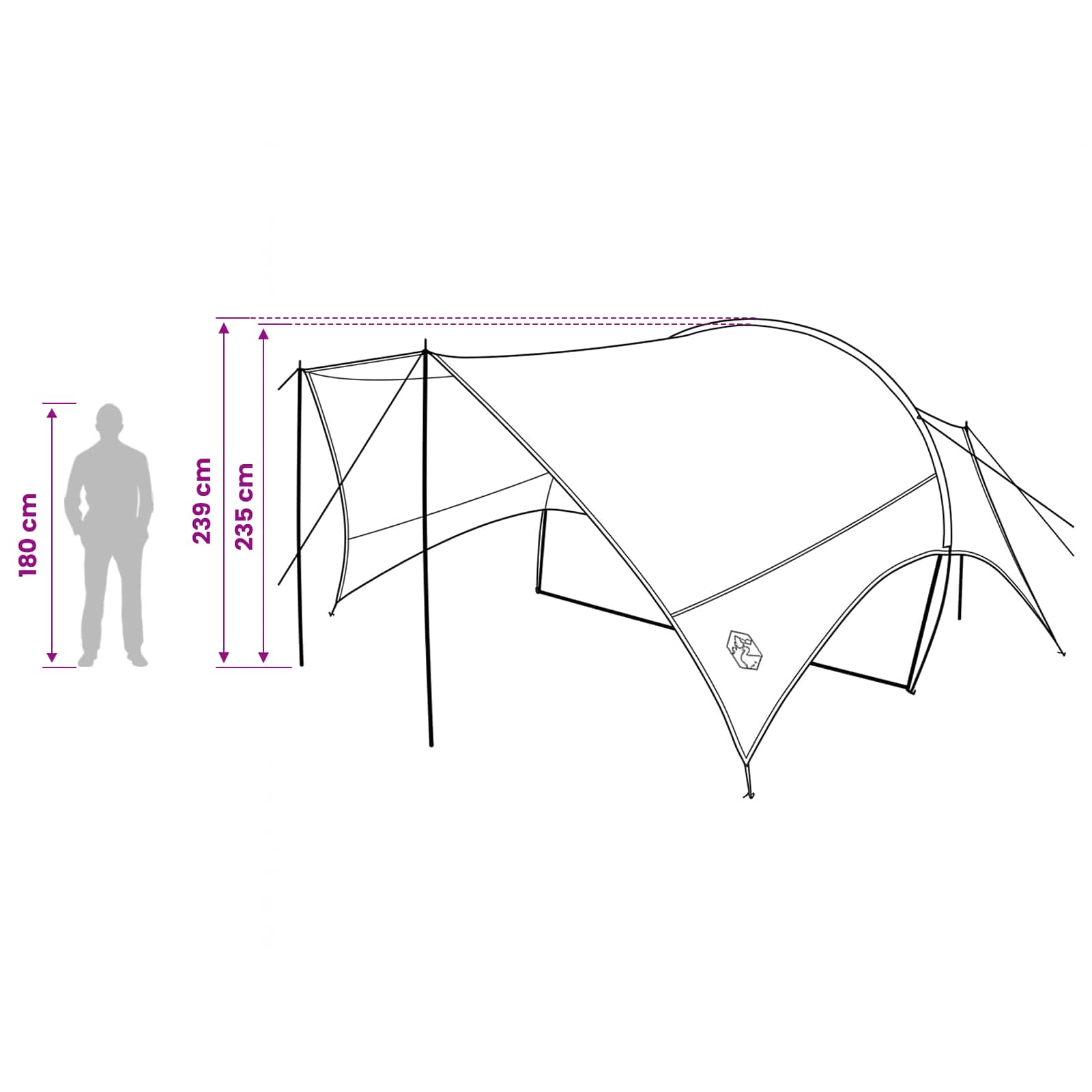 Camping Tarp Waterbestendig Grijs en Oranje 550 x 400 x 230 cm is nu te koop bij PeponiXL, paradijselijk wonen!