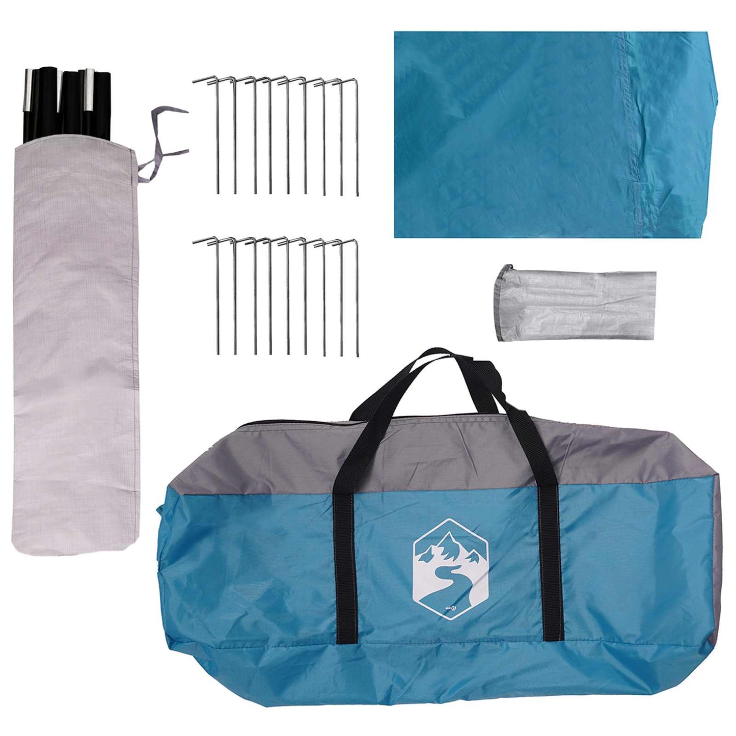Gezinstent met dak Blauw 450 x 400 x 265 cm Polyester en staal is nu te koop bij PeponiXL, paradijselijk wonen!