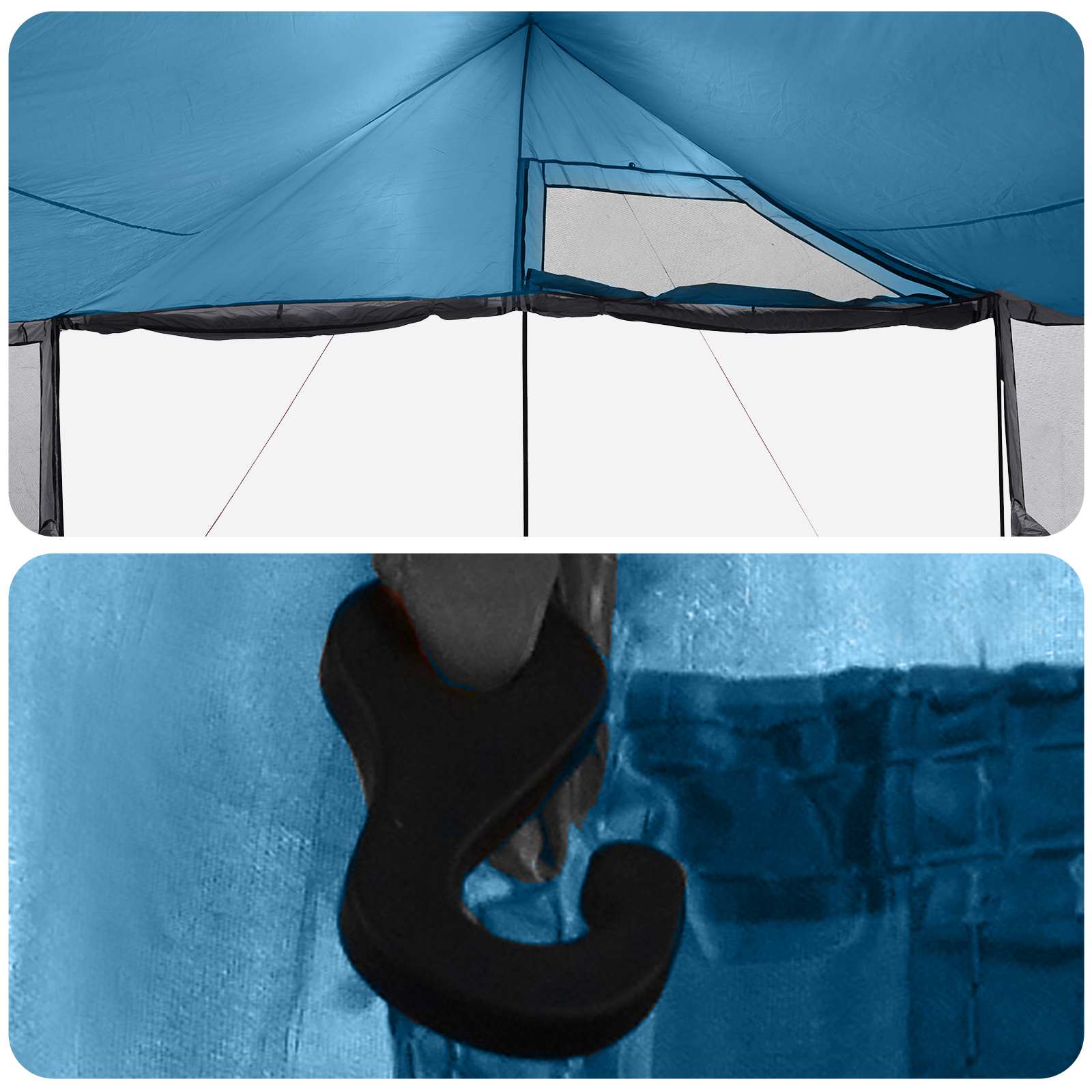 Gezinstent met dak Blauw 450 x 400 x 265 cm Polyester en staal is nu te koop bij PeponiXL, paradijselijk wonen!