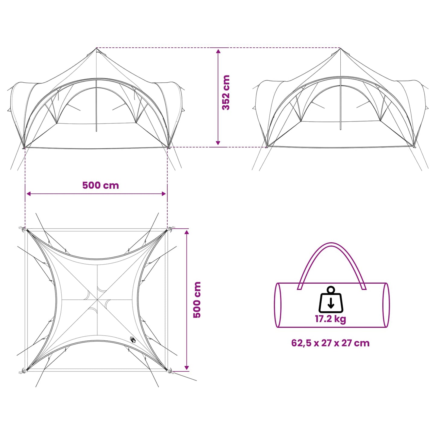Partytent met dak Blauw 500 x 500 x 350 cm Polyester en staal is nu te koop bij PeponiXL, paradijselijk wonen!