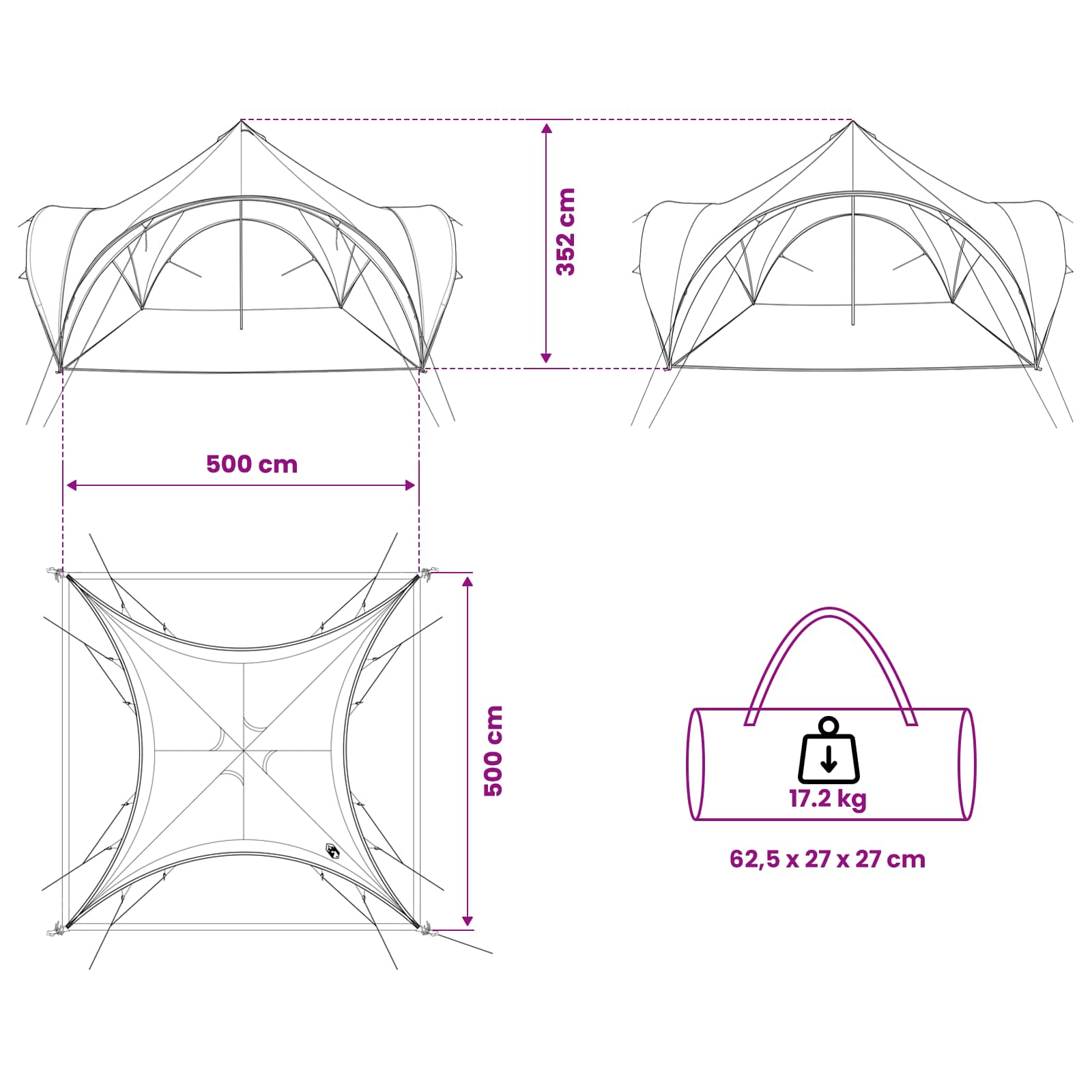 Partytent Grijs en Oranje 500 x 500 x 350 cm Polyester en staal is nu te koop bij PeponiXL, paradijselijk wonen!