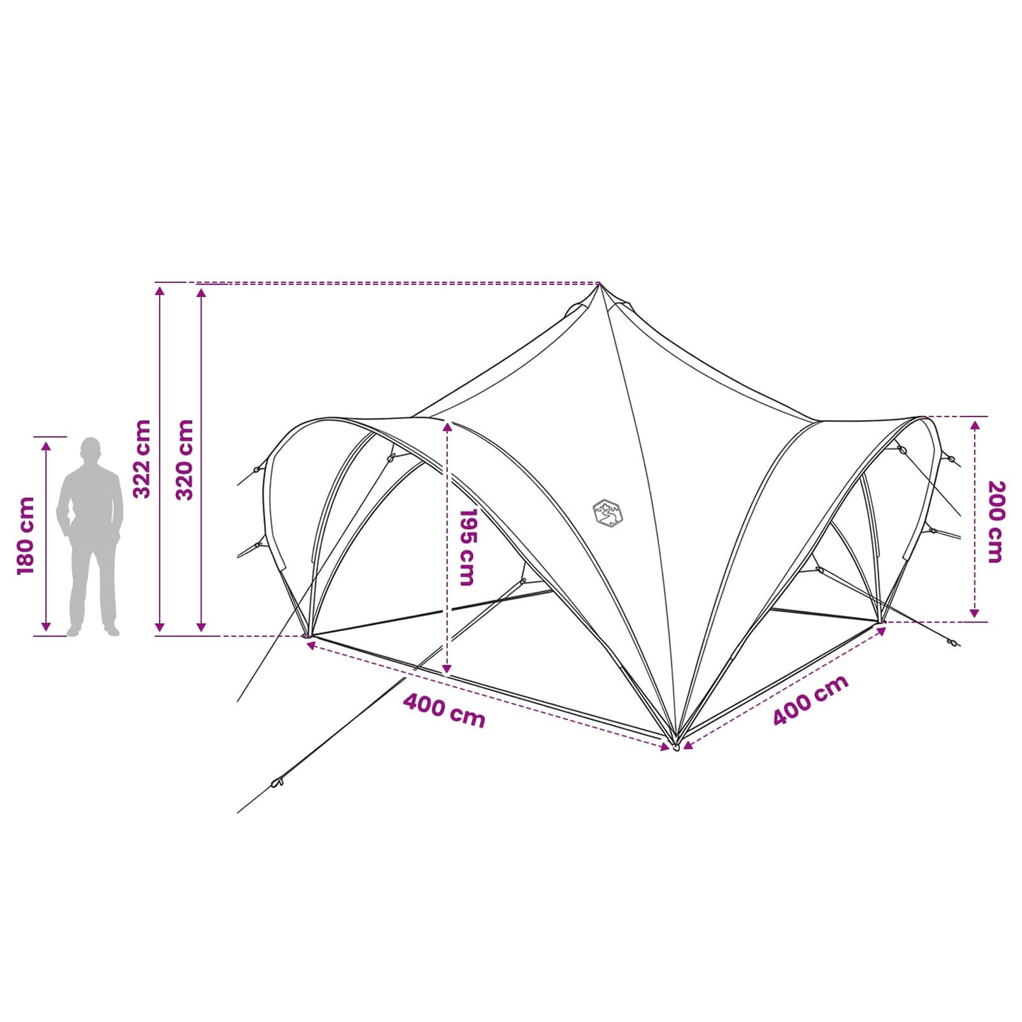 Partytent met dak Groen 400 x 400 x 320 cm Polyester en staal is nu te koop bij PeponiXL, paradijselijk wonen!
