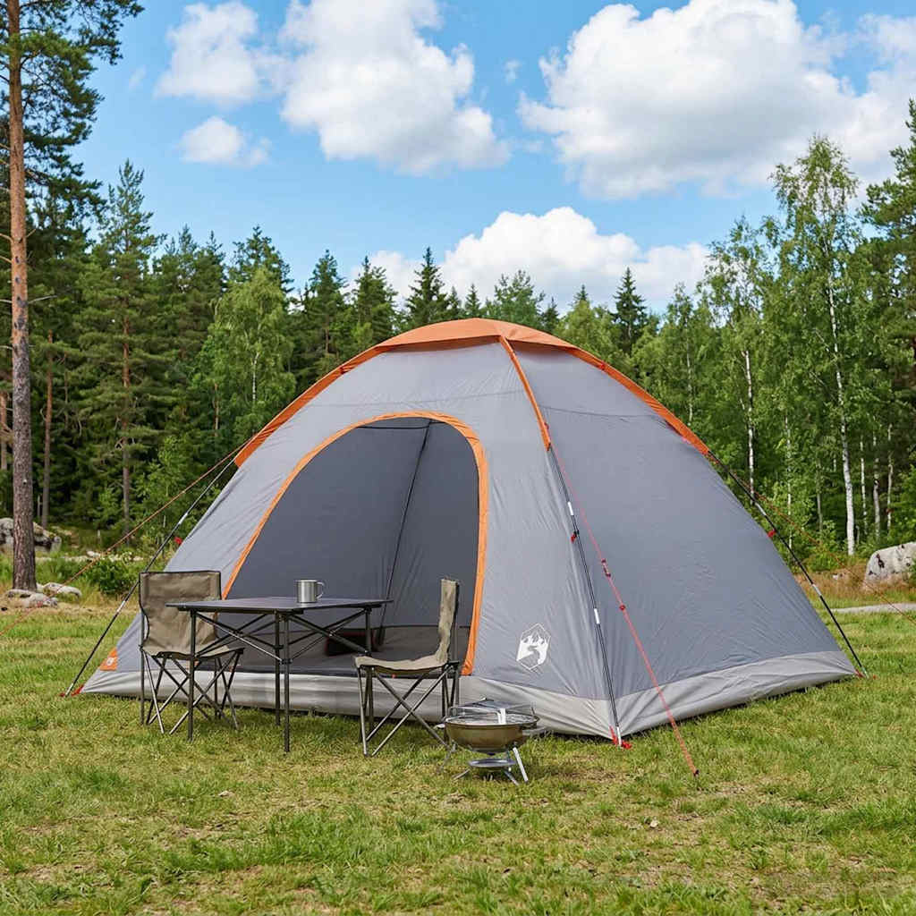 Kamperen tent met dak Grijs en Oranje 335 x 275 x 180 cm
