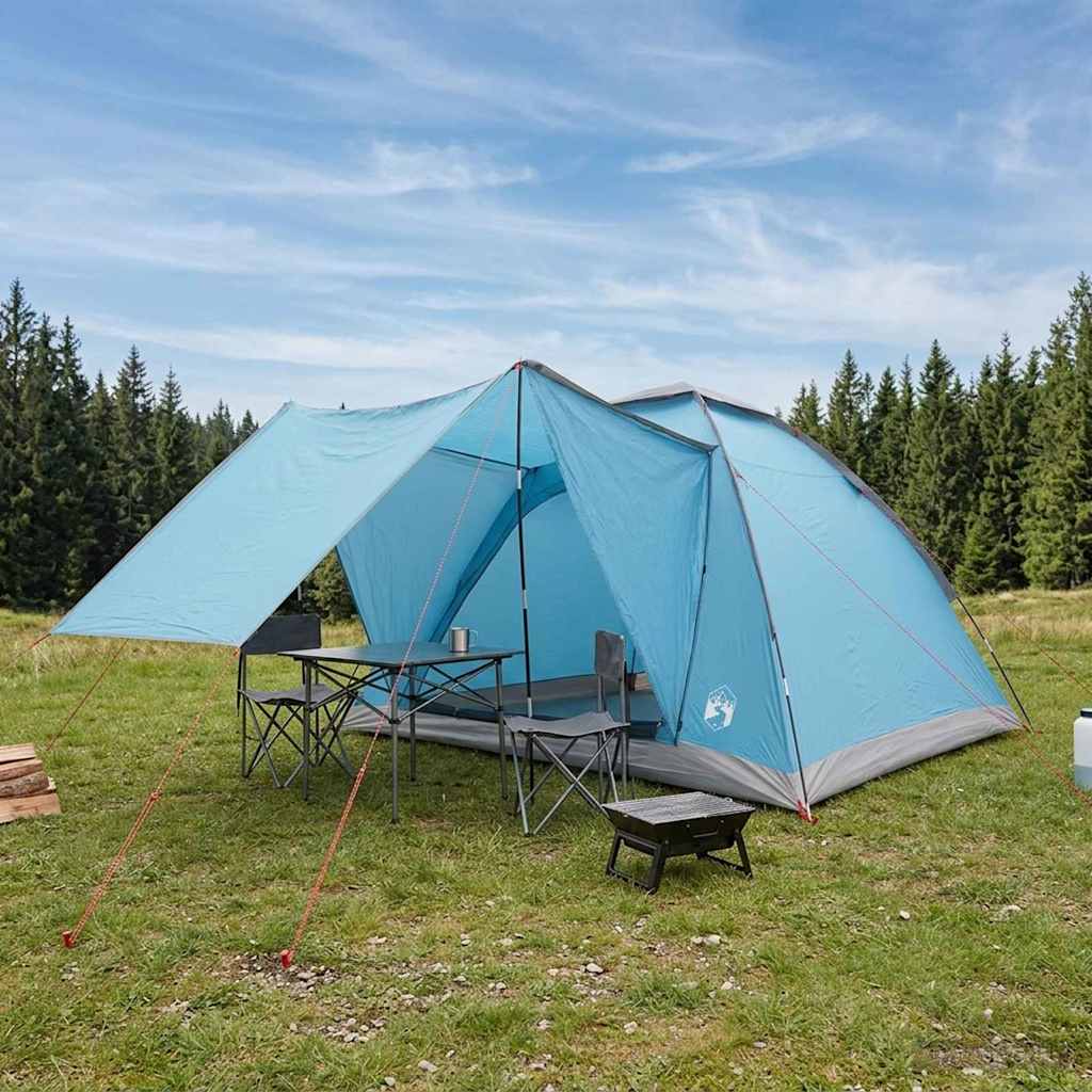 Kamperen tent met dak Blauw 4-persoons Polyester en staal
