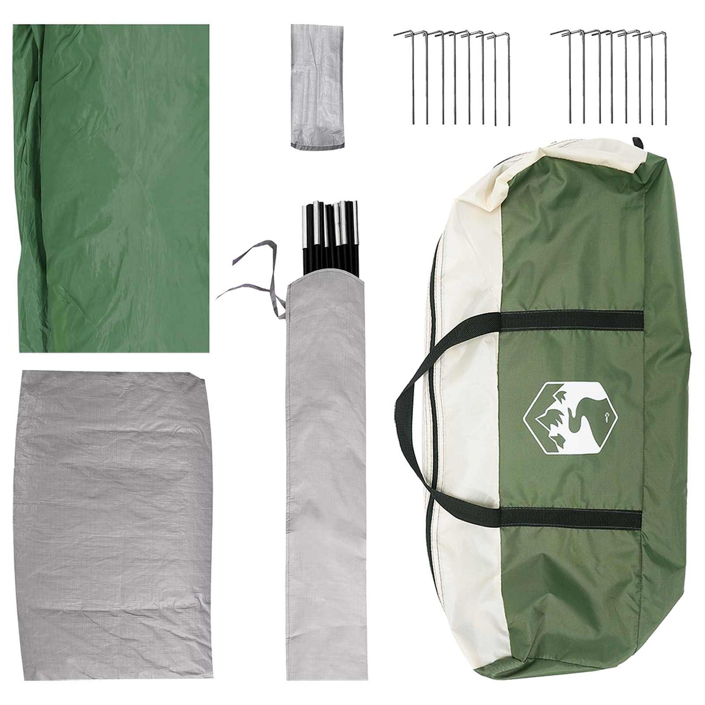 Gezinstent met dak Groen 487 x 340 x 216 cm Polyester en staal is nu te koop bij PeponiXL, paradijselijk wonen!
