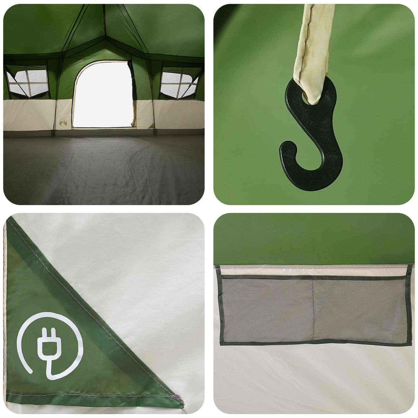 Gezinstent met dak Groen 487 x 340 x 216 cm Polyester en staal is nu te koop bij PeponiXL, paradijselijk wonen!