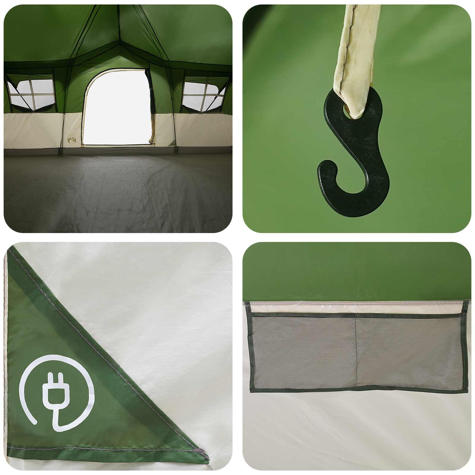 Gezinstent met dak Groen 487 x 340 x 216 cm Polyester en staal is nu te koop bij PeponiXL, paradijselijk wonen!
