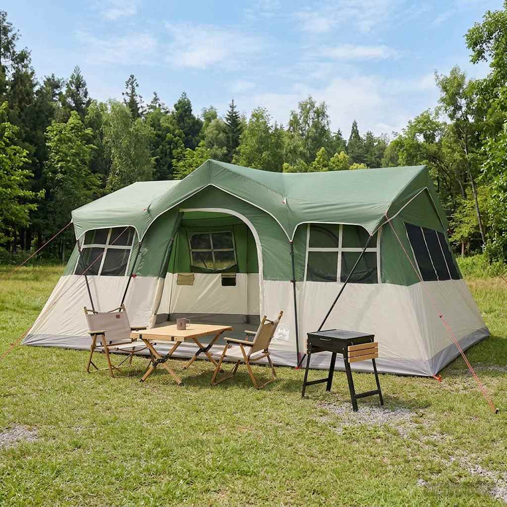 Gezinstent met dak Groen 487 x 340 x 216 cm Polyester en staal is nu te koop bij PeponiXL, paradijselijk wonen!