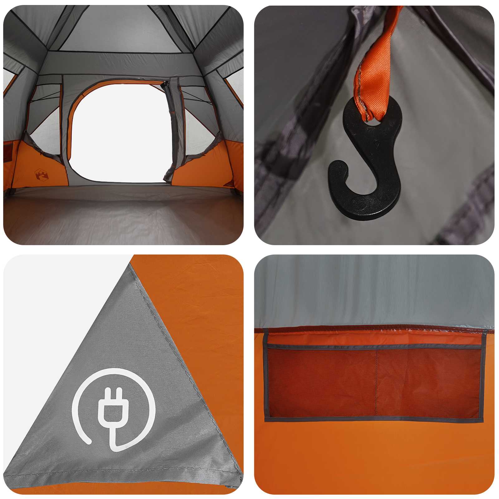 Directe Tent met dak Grijs en Oranje 305 x 275 x 190 cm is nu te koop bij PeponiXL, paradijselijk wonen!