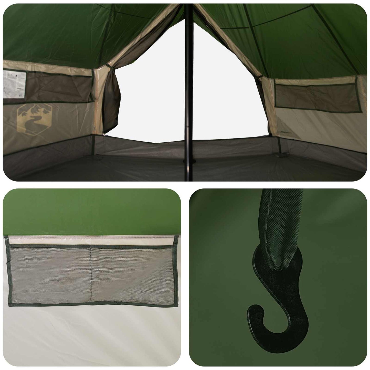 Tipi Tent met dak Groen 700 x 700 x 395 cm Polyester en staal is nu te koop bij PeponiXL, paradijselijk wonen!