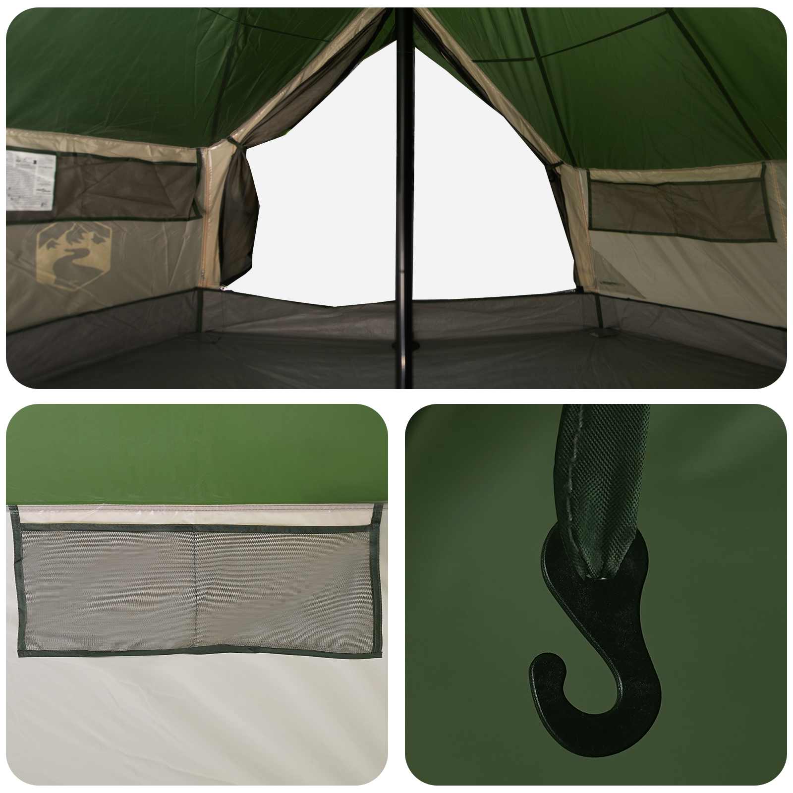 Tipi Tent met dak Groen 700 x 700 x 395 cm Polyester en staal is nu te koop bij PeponiXL, paradijselijk wonen!