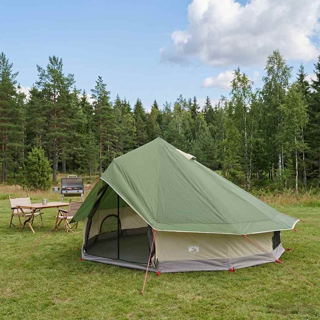 Tipi Tent met dak Groen 700 x 700 x 395 cm Polyester en staal is nu te koop bij PeponiXL, paradijselijk wonen!