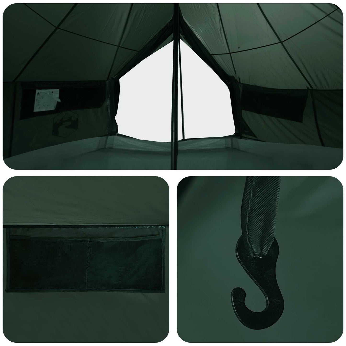 Tipi Tent Legergroen 700 x 700 x 395 cm Polyester en staal is nu te koop bij PeponiXL, paradijselijk wonen!