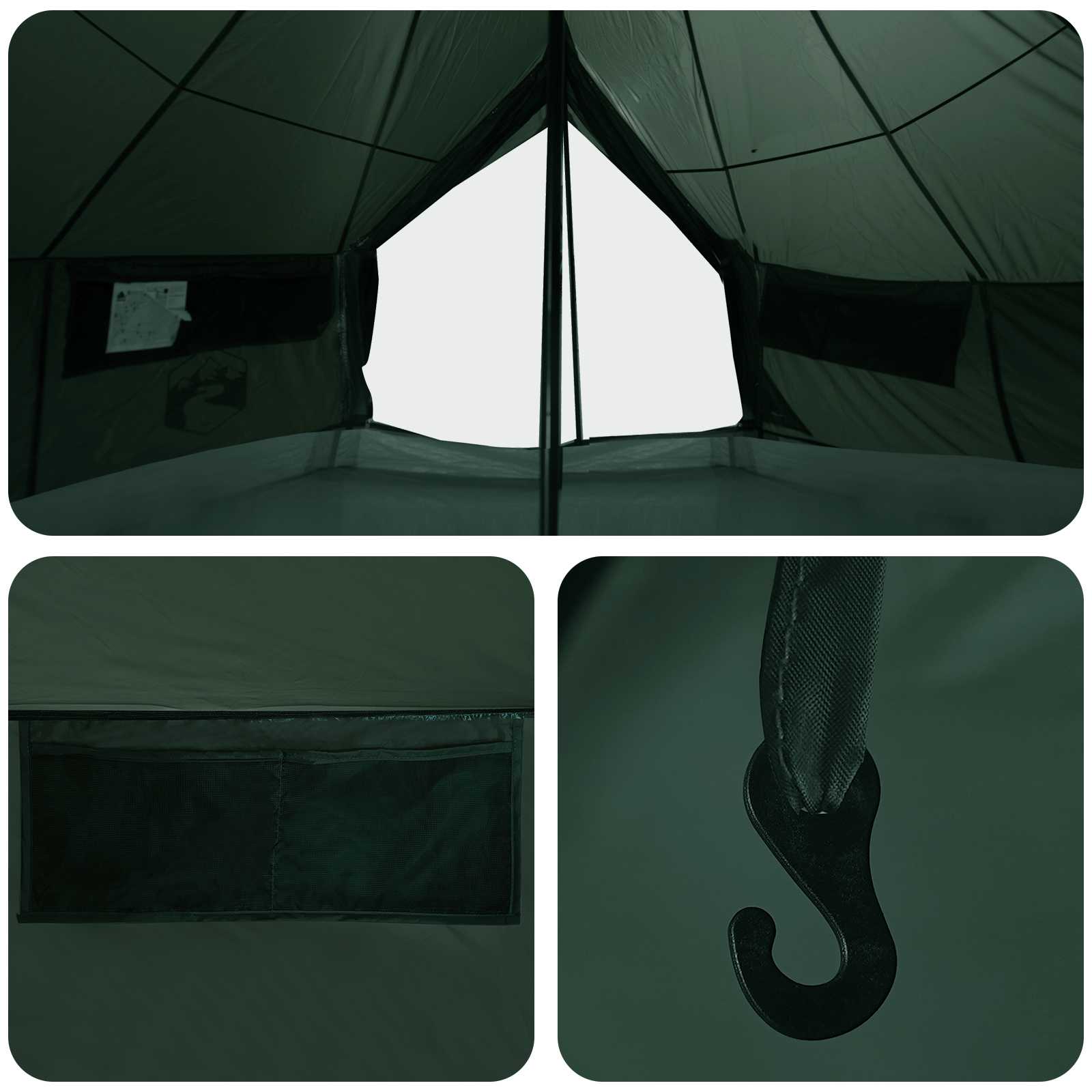 Tipi Tent Legergroen 700 x 700 x 395 cm Polyester en staal is nu te koop bij PeponiXL, paradijselijk wonen!