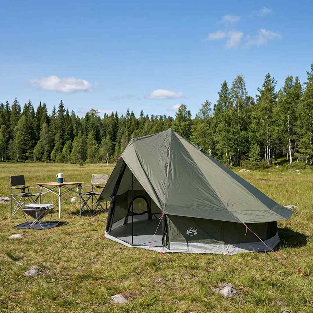 Tipi Tent Legergroen 700 x 700 x 395 cm Polyester en staal is nu te koop bij PeponiXL, paradijselijk wonen!