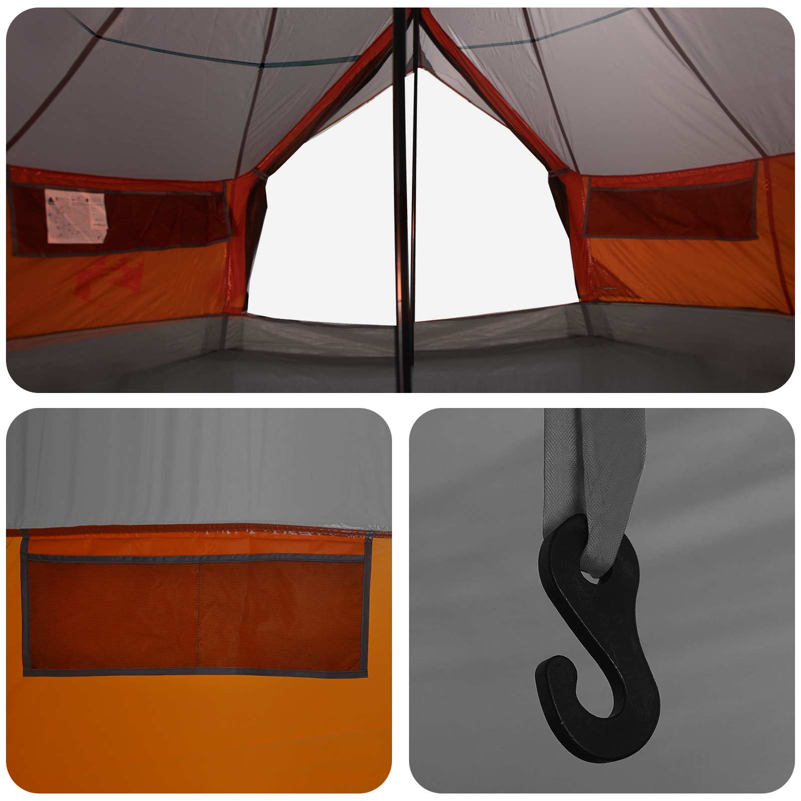 Tipi Tent Grijs en Oranje 800 x 800 x 430 cm Polyester en staal is nu te koop bij PeponiXL, paradijselijk wonen!