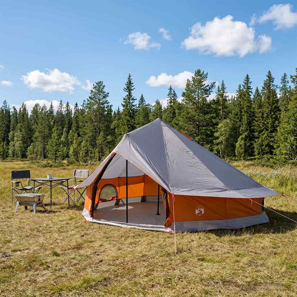 Tipi Tent Grijs en Oranje 800 x 800 x 430 cm Polyester en staal is nu te koop bij PeponiXL, paradijselijk wonen!