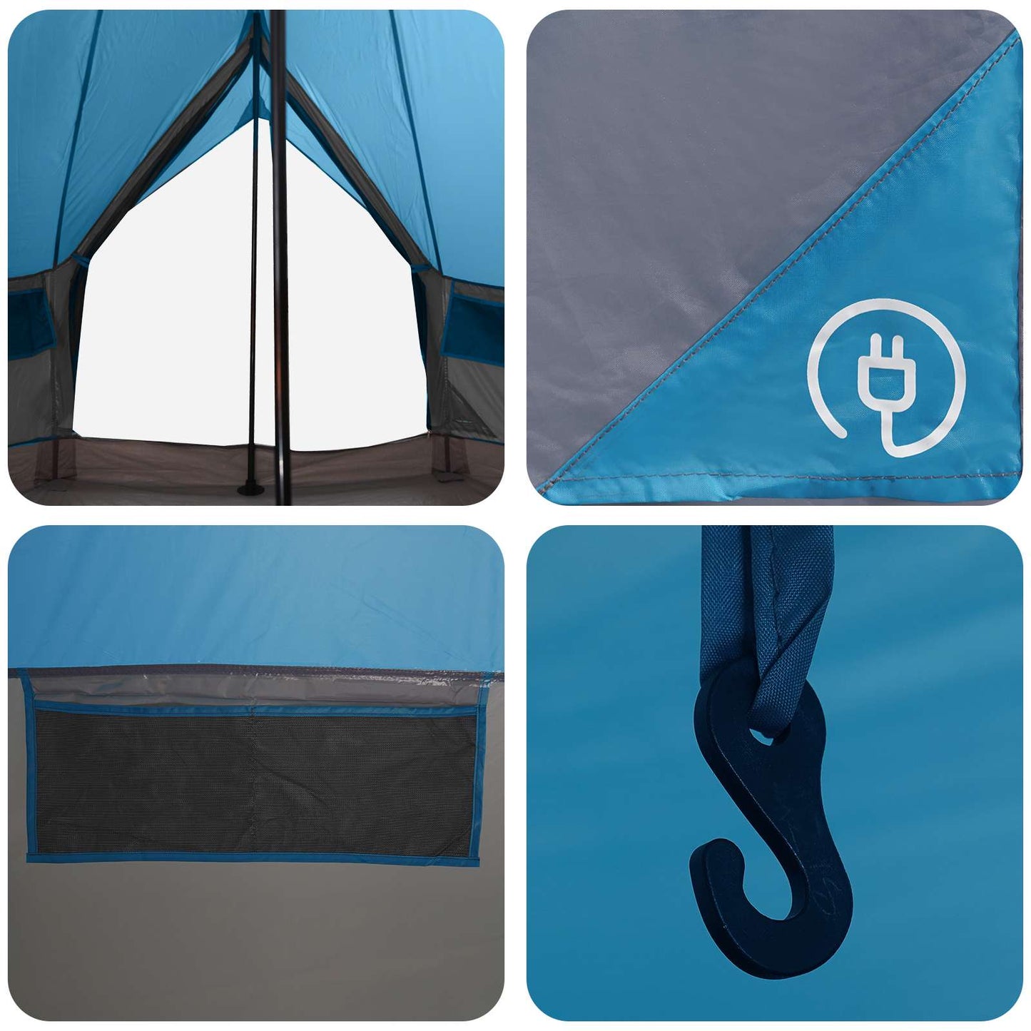 Tipi Tent met dak Blauw 250 x 250 cm Polyester en staal is nu te koop bij PeponiXL, paradijselijk wonen!