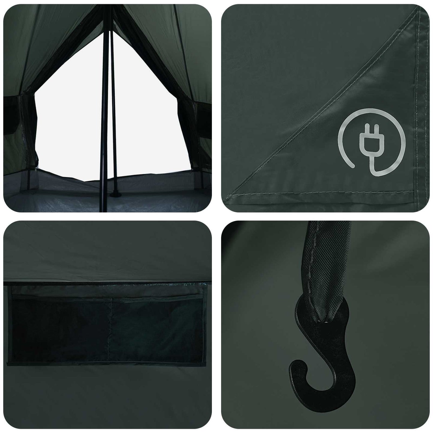 Tipi Tent met dak Legergroen 250 x 250 cm Polyester en staal is nu te koop bij PeponiXL, paradijselijk wonen!