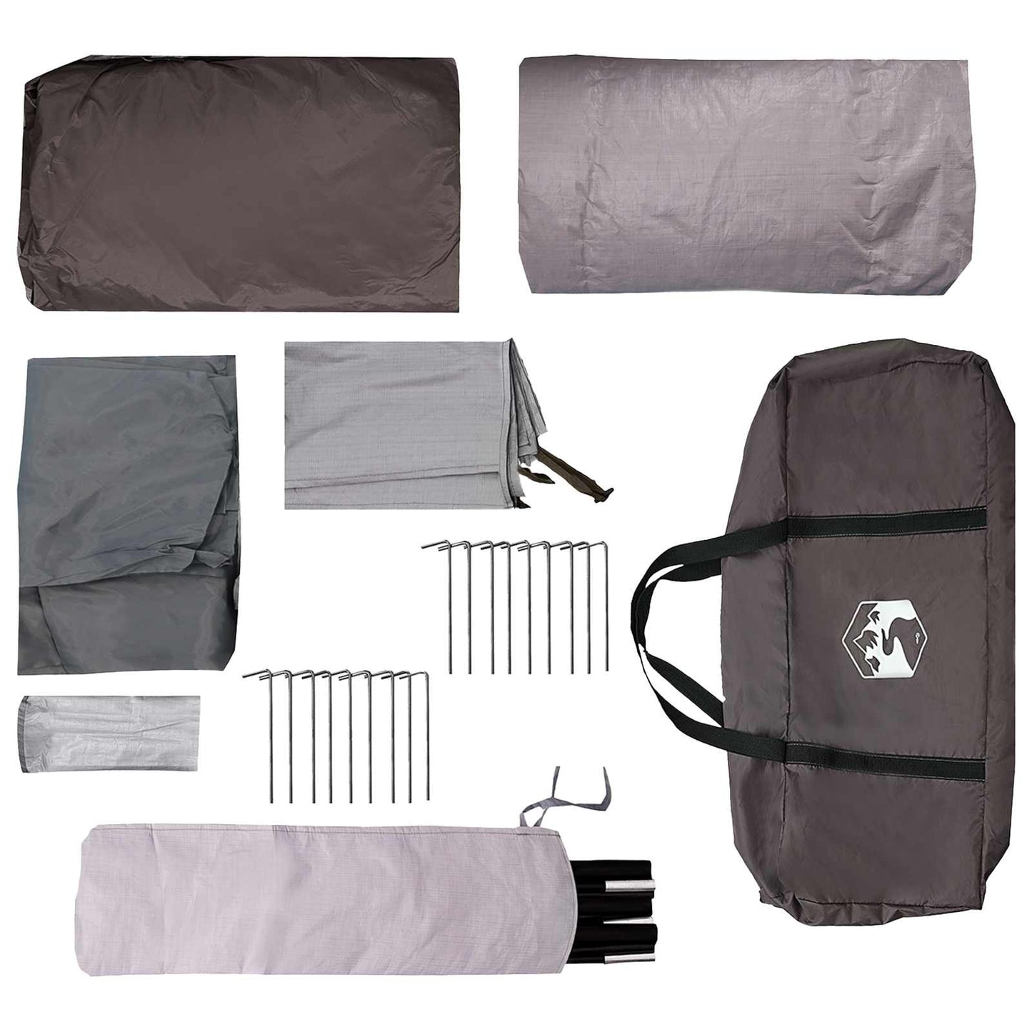 Tunneltent Bruin Grijs 427 x 305 x 205 cm Polyester en staal is nu te koop bij PeponiXL, paradijselijk wonen!