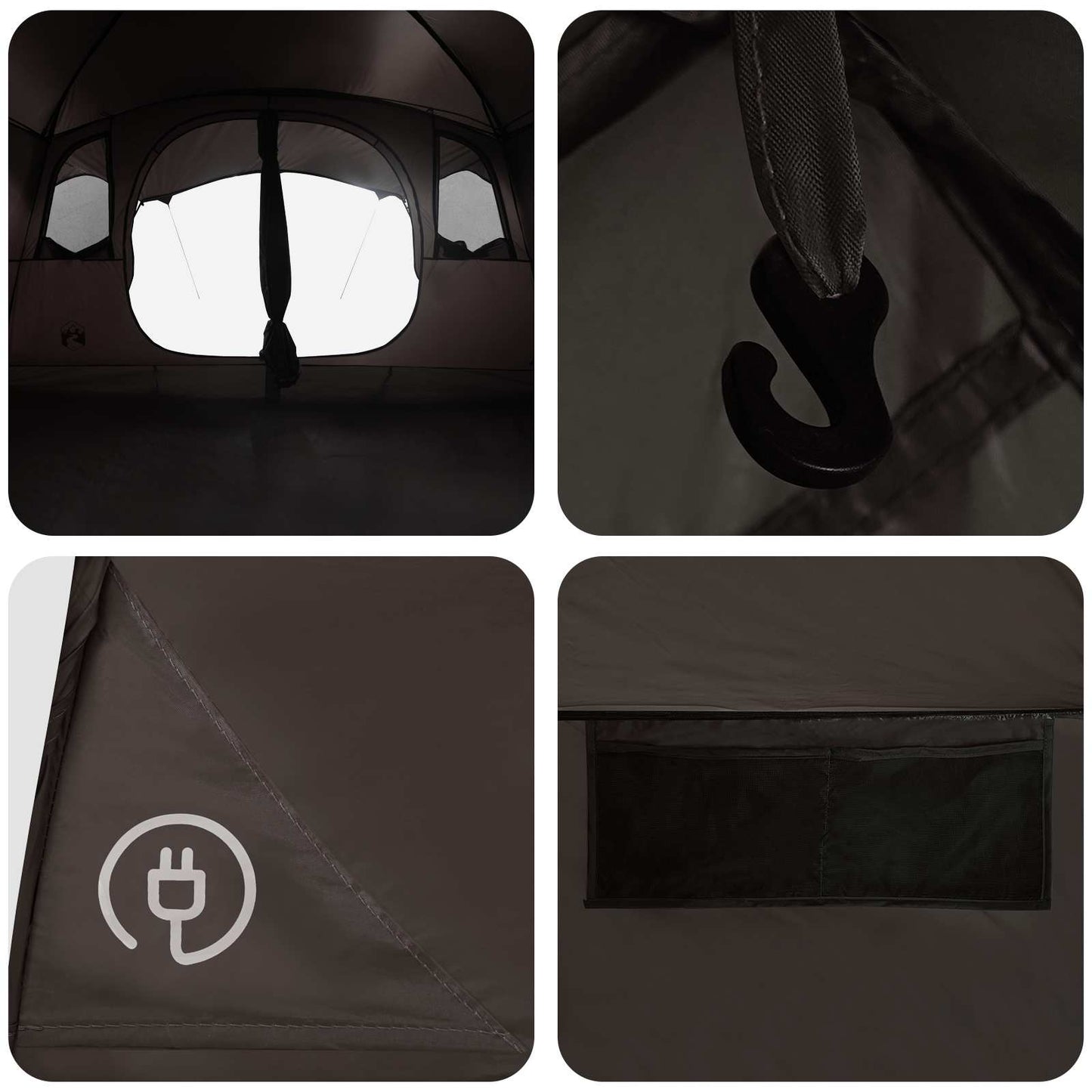 Tunneltent Bruin Grijs 427 x 305 x 205 cm Polyester en staal is nu te koop bij PeponiXL, paradijselijk wonen!
