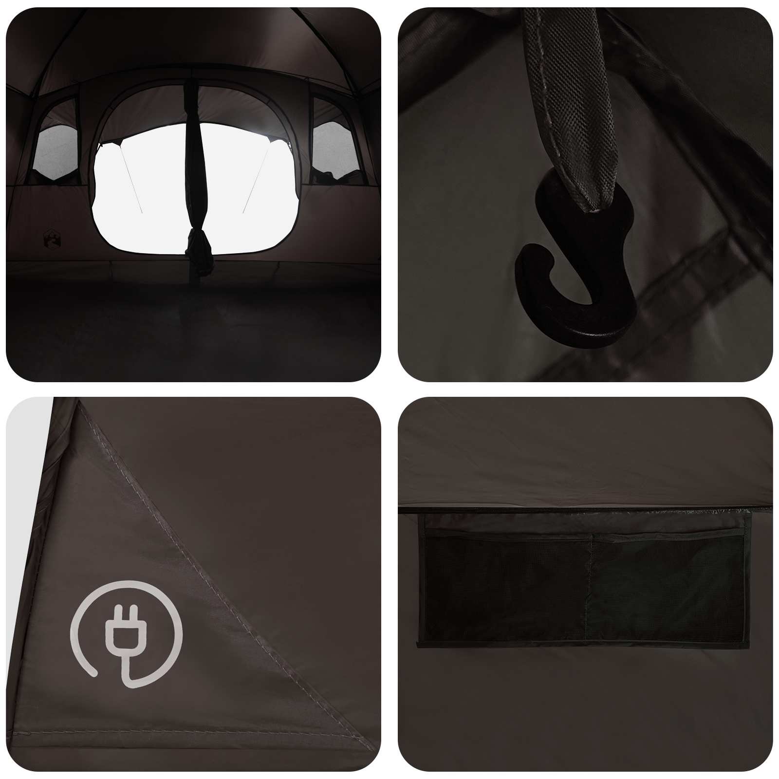 Tunneltent Bruin Grijs 427 x 305 x 205 cm Polyester en staal is nu te koop bij PeponiXL, paradijselijk wonen!