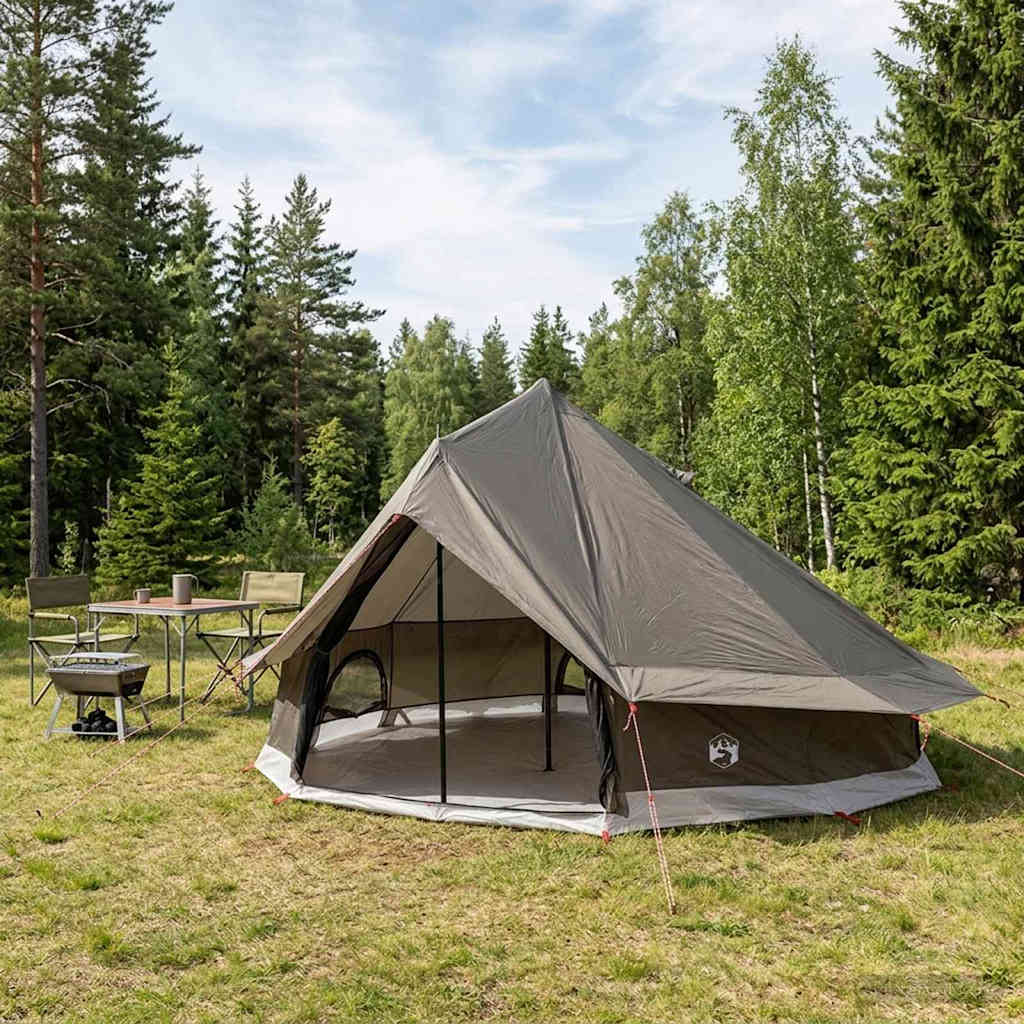 Tipi Tent Bruin Grijs 700 x 700 x 395 cm Polyester en staal is nu te koop bij PeponiXL, paradijselijk wonen!