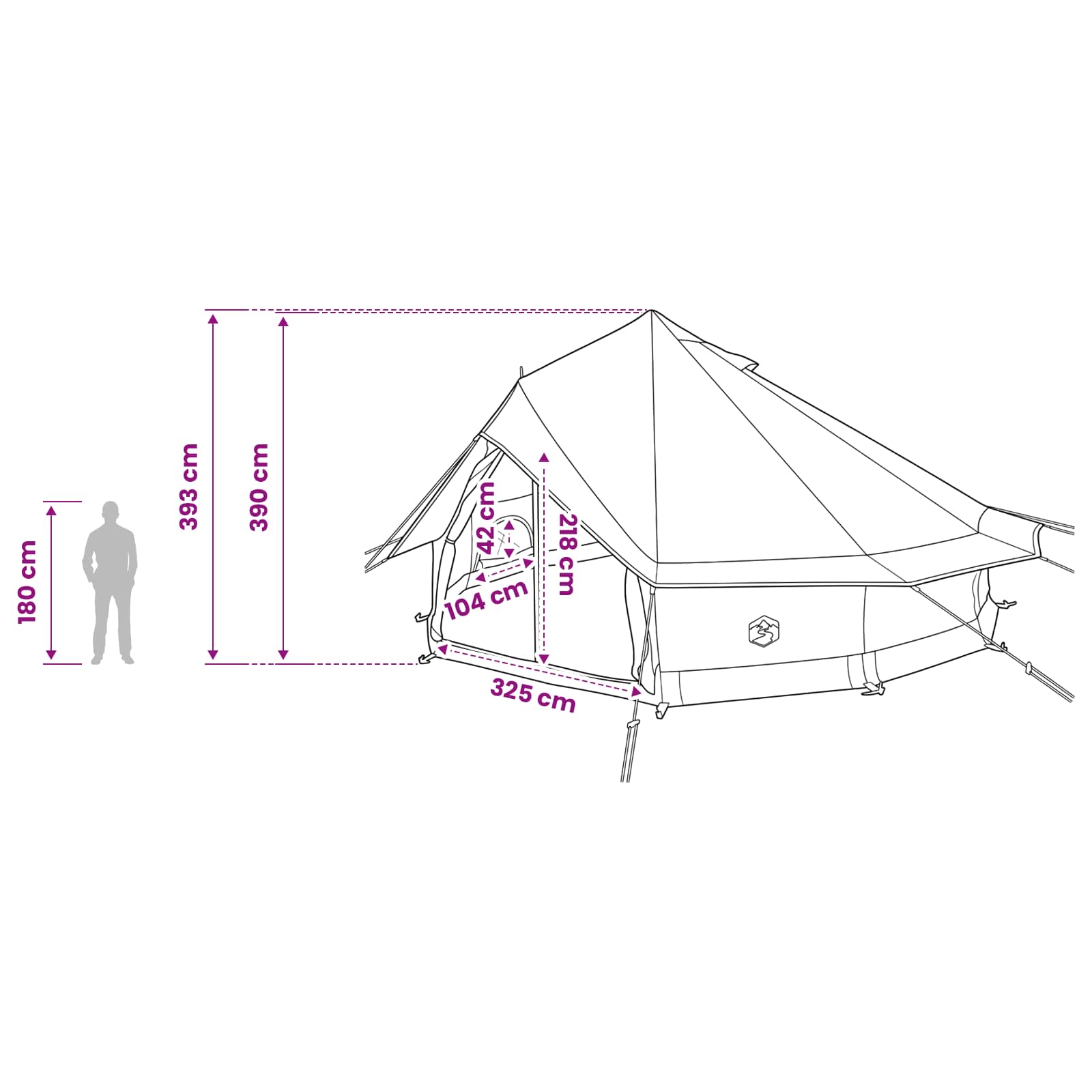 Tipi Tent Bruin Grijs 700 x 700 x 395 cm Polyester en staal is nu te koop bij PeponiXL, paradijselijk wonen!