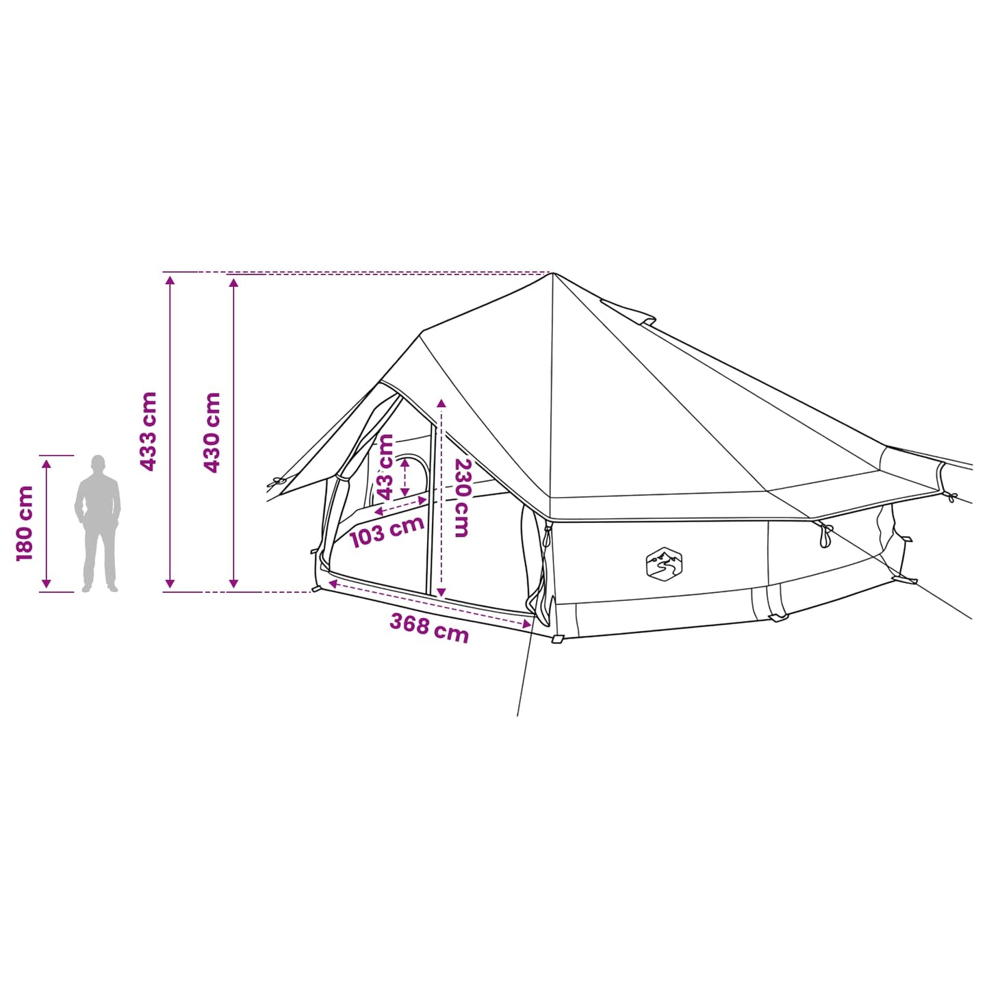 Tipi Tent Bruin Grijs 800 x 800 x 430 cm Polyester en staal is nu te koop bij PeponiXL, paradijselijk wonen!
