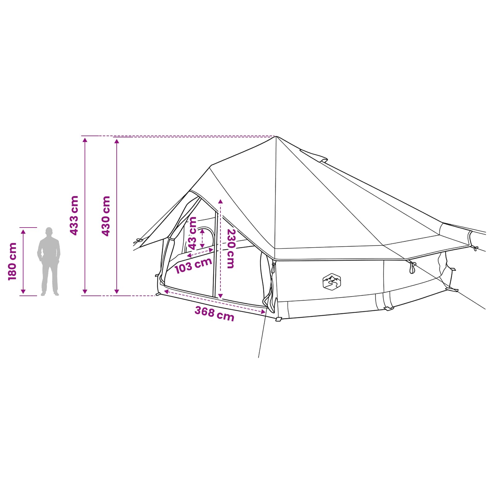 Tipi Tent Bruin Grijs 800 x 800 x 430 cm Polyester en staal is nu te koop bij PeponiXL, paradijselijk wonen!