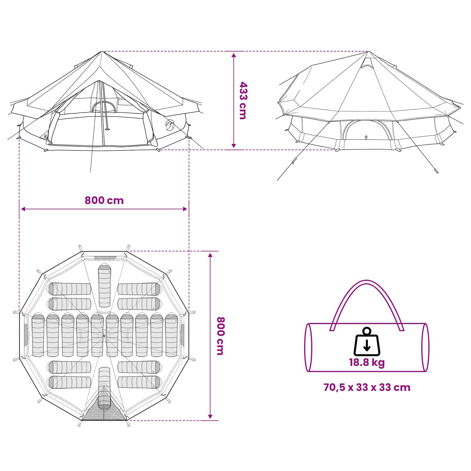 Tipi Tent Bruin Grijs 800 x 800 x 430 cm Polyester en staal is nu te koop bij PeponiXL, paradijselijk wonen!