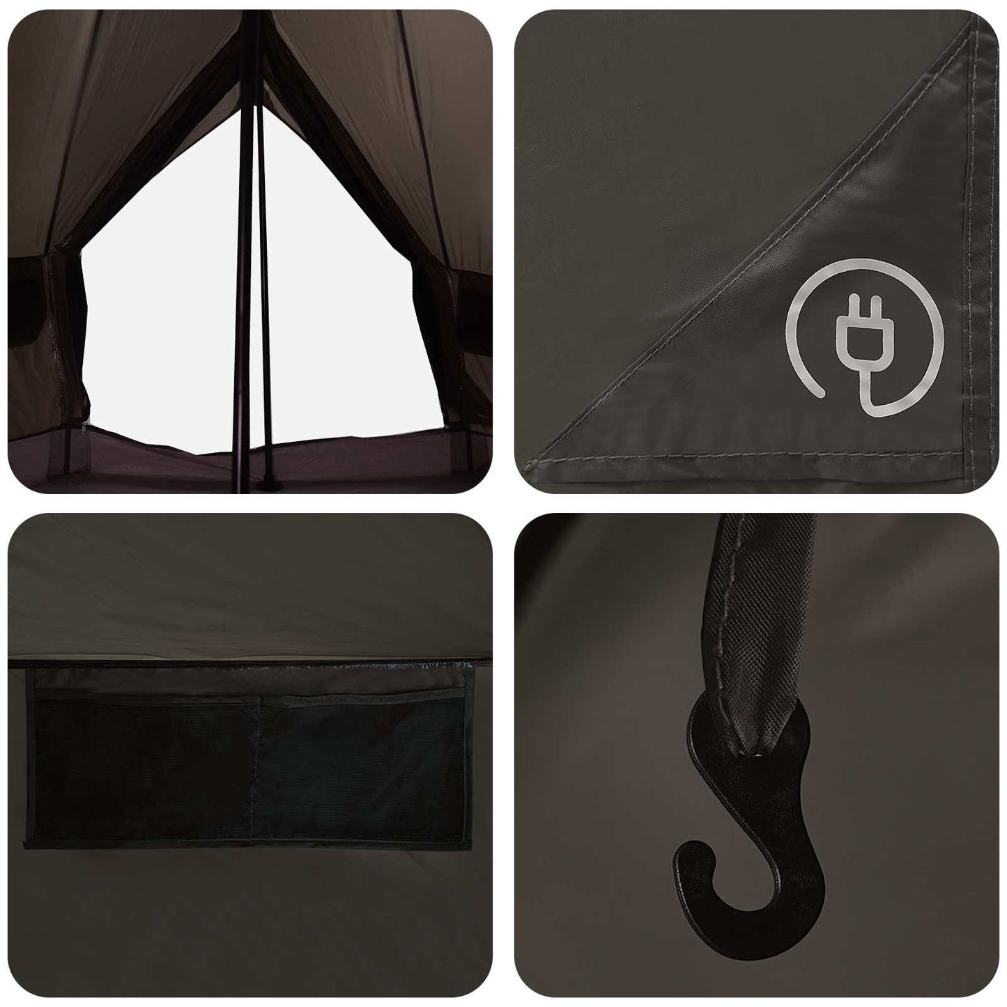 Tipi Tent met dak Bruin Grijs 250 x 250 cm Polyester en staal is nu te koop bij PeponiXL, paradijselijk wonen!