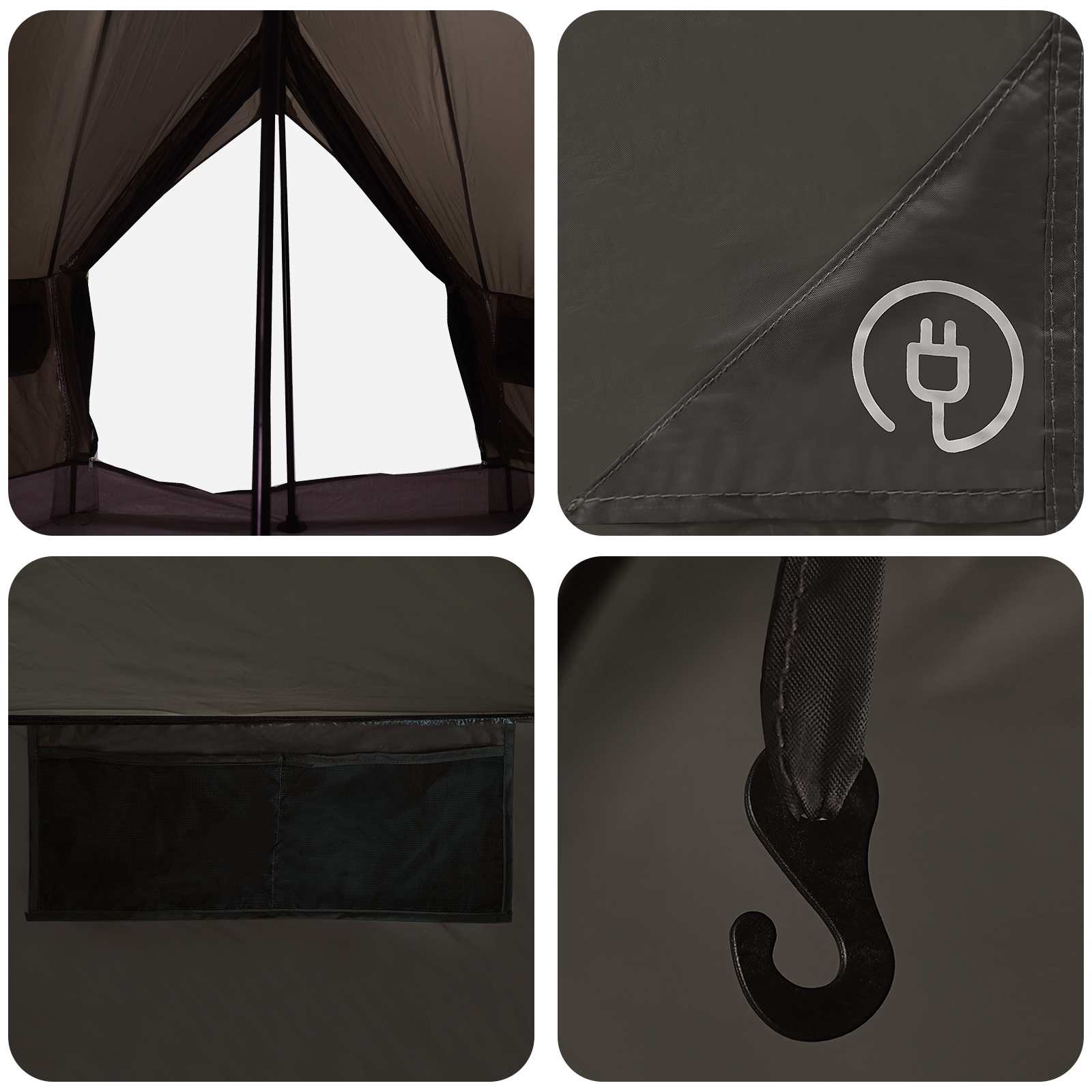 Tipi Tent met dak Bruin Grijs 250 x 250 cm Polyester en staal is nu te koop bij PeponiXL, paradijselijk wonen!