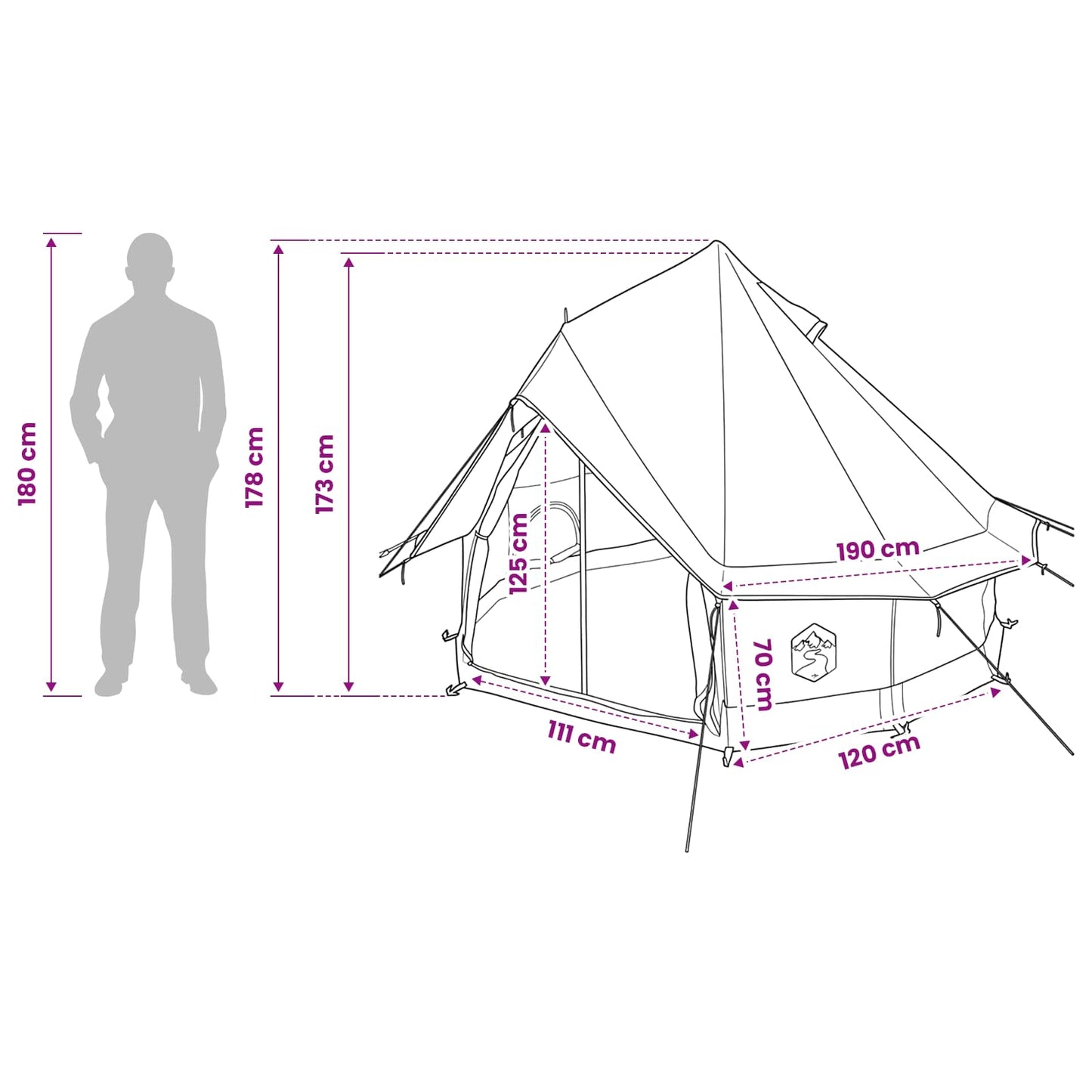 Tipi Tent met dak Bruin Grijs 250 x 250 cm Polyester en staal is nu te koop bij PeponiXL, paradijselijk wonen!