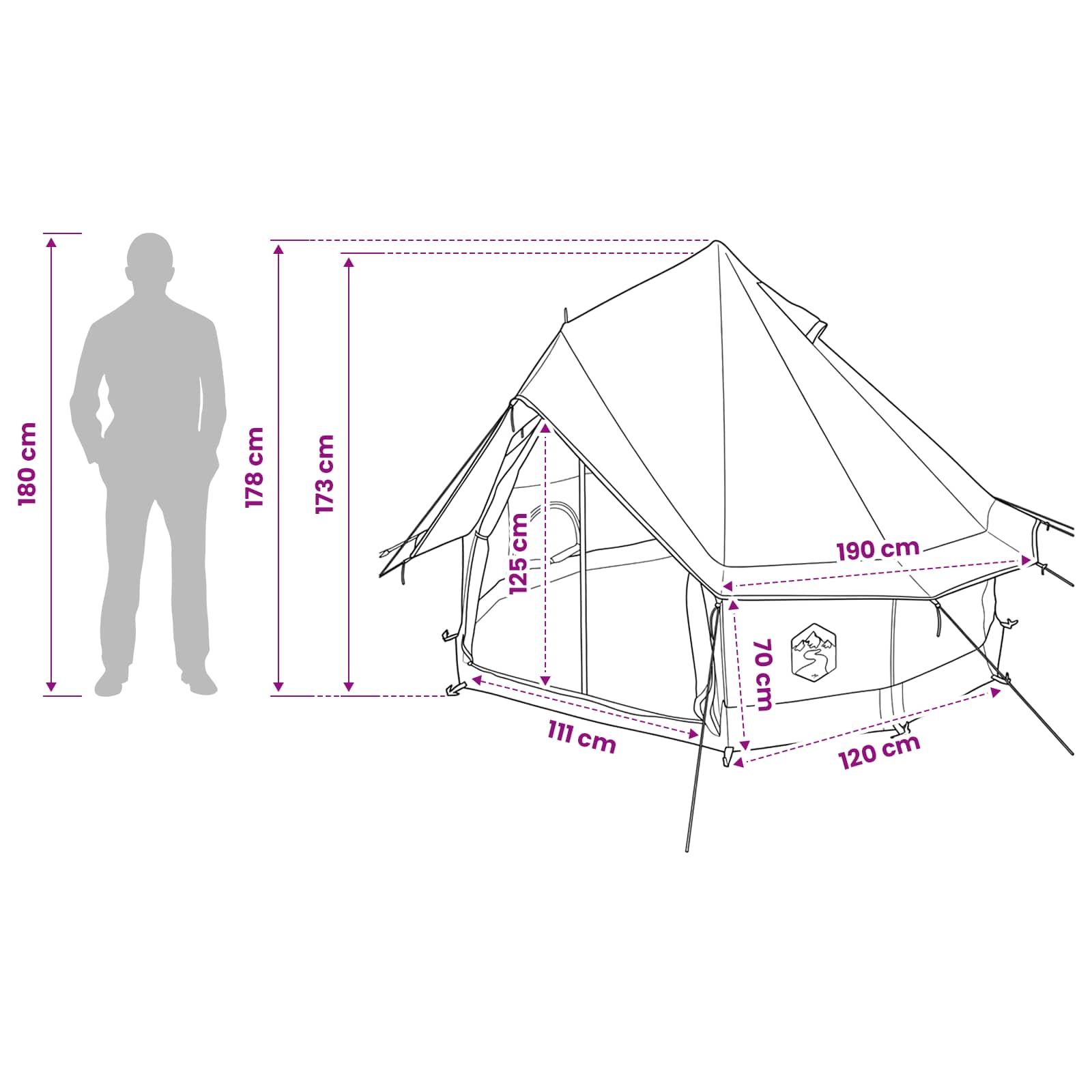 Tipi Tent met dak Bruin Grijs 250 x 250 cm Polyester en staal is nu te koop bij PeponiXL, paradijselijk wonen!