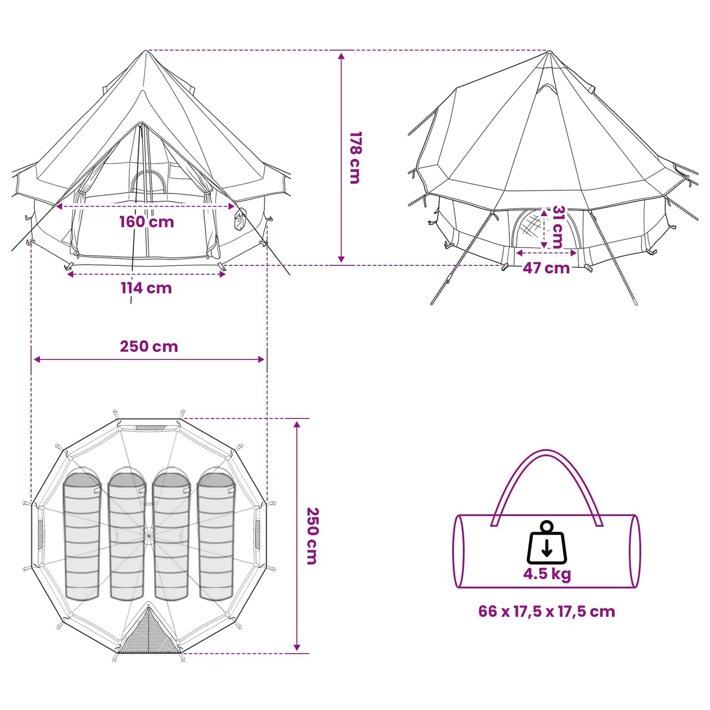Tipi Tent met dak Bruin Grijs 250 x 250 cm Polyester en staal is nu te koop bij PeponiXL, paradijselijk wonen!