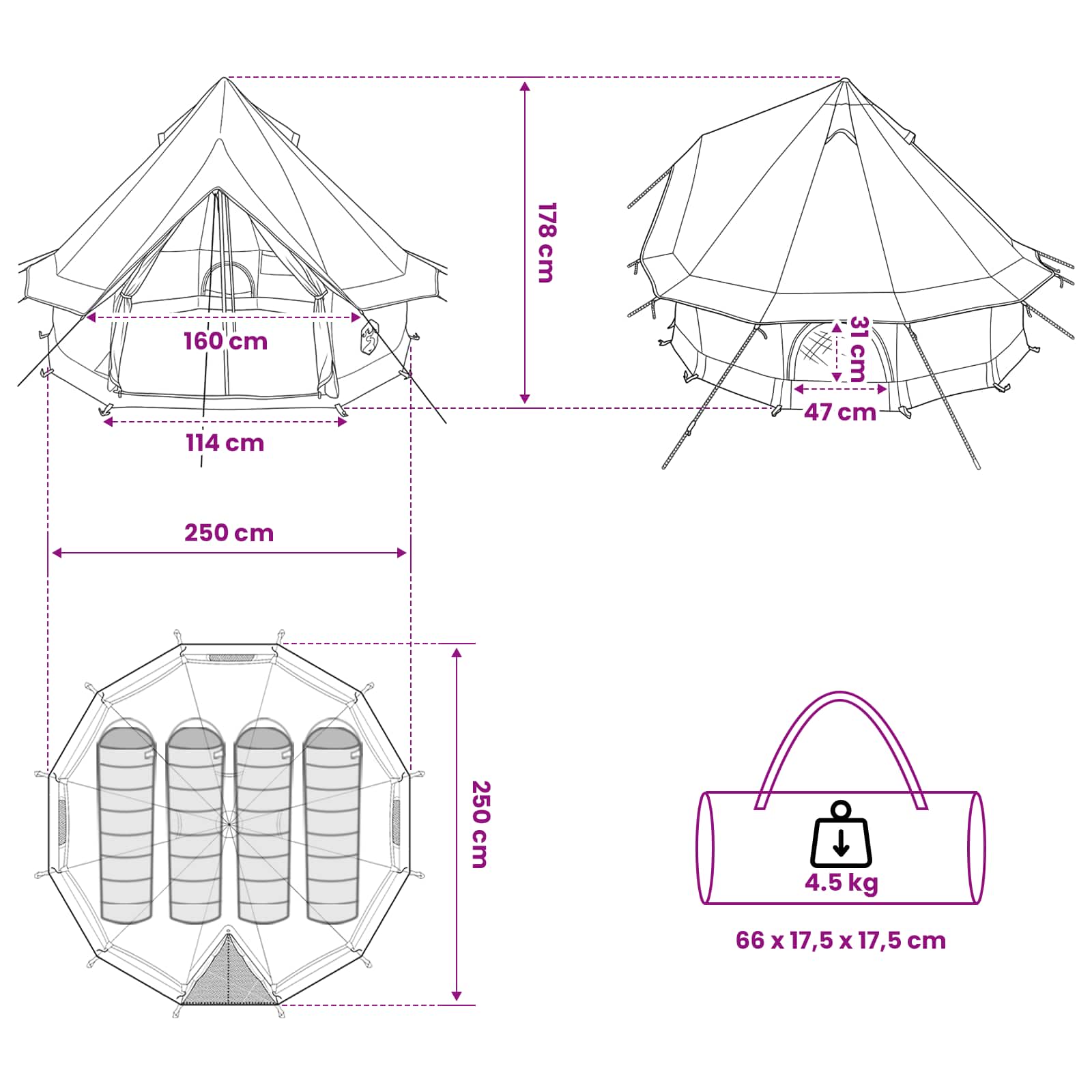 Tipi Tent met dak Bruin Grijs 250 x 250 cm Polyester en staal is nu te koop bij PeponiXL, paradijselijk wonen!