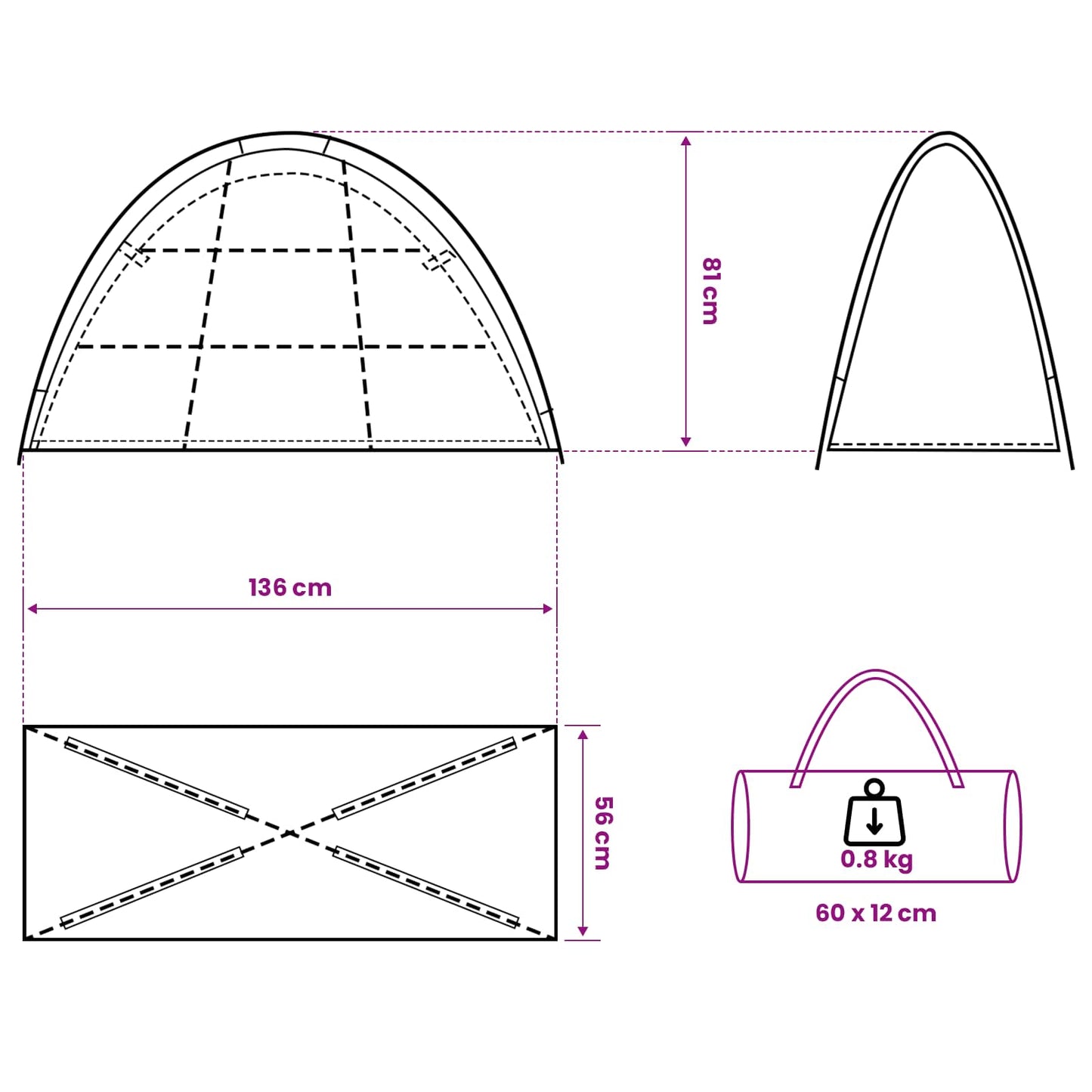 Opbergtent Olijfgroen 120 x 50 x 70 cm Polyester en staal