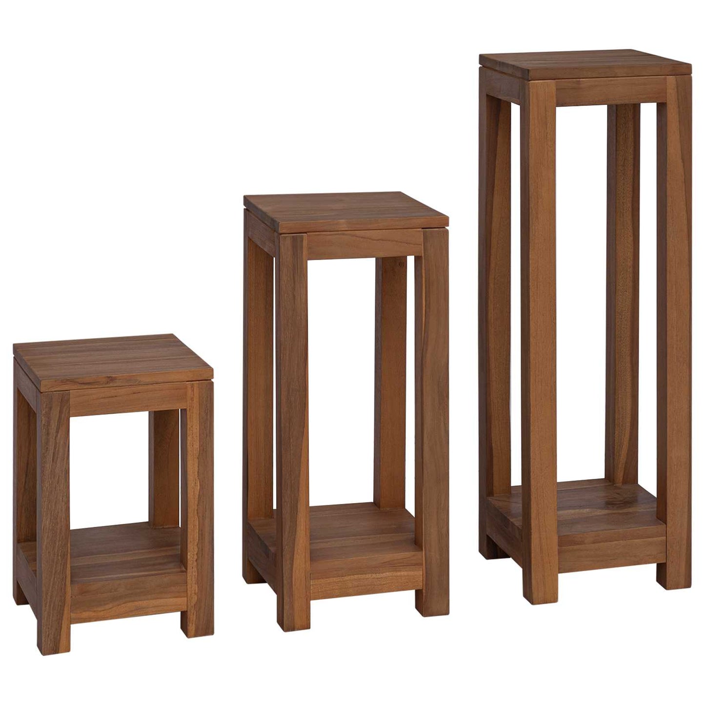 Plantenstandaard 3 st Naturel 25 x 25 x 80 cm Massief Teakhout is nu te koop bij PeponiXL, paradijselijk wonen!