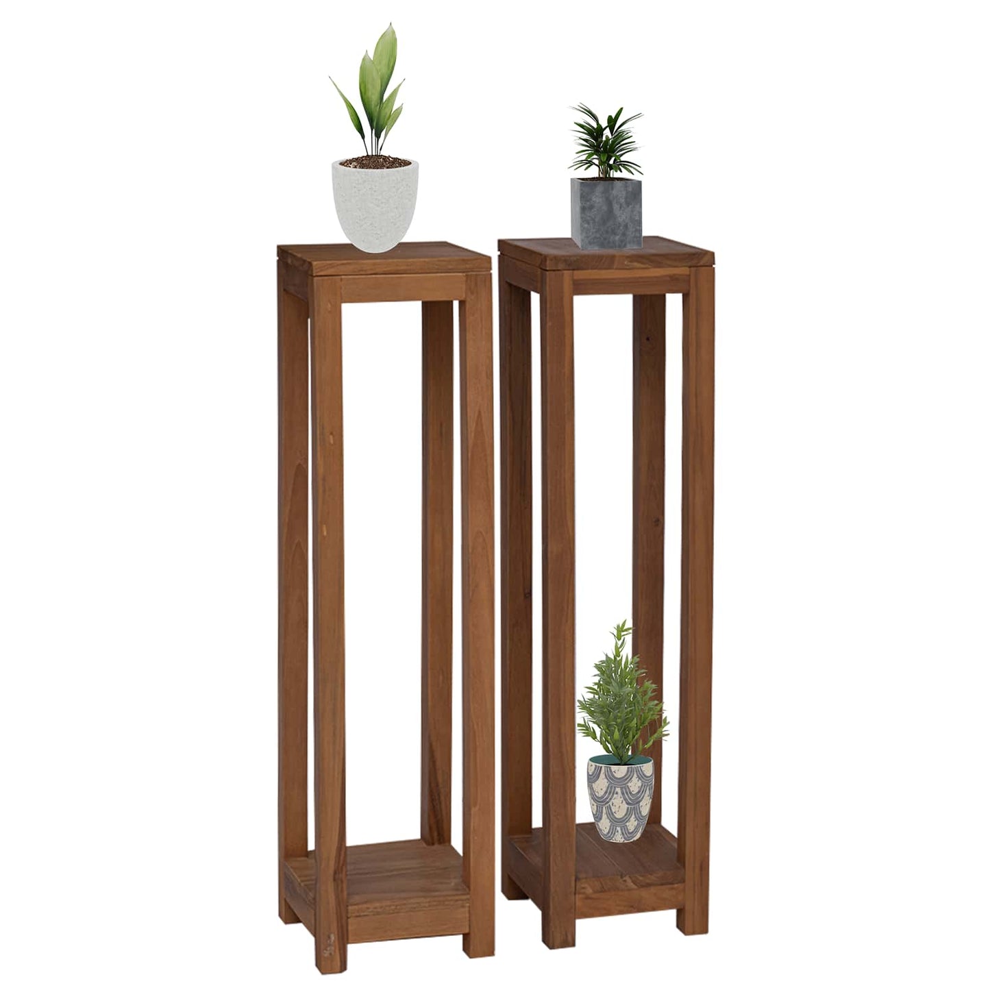 Plantenstandaard 2 st Naturel 25 x 25 x 100 cm Massief Teakhout is nu te koop bij PeponiXL, paradijselijk wonen!