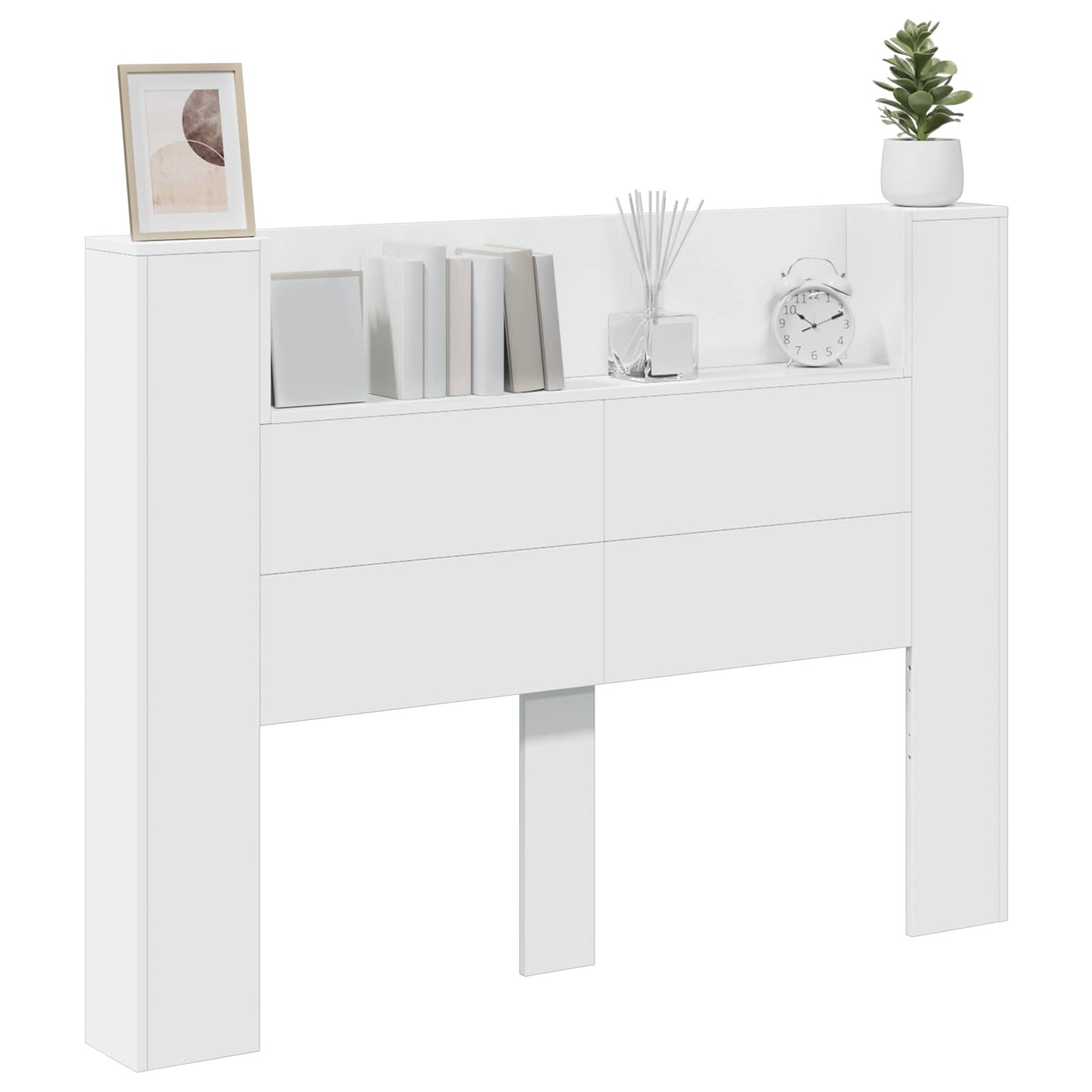 Hoofdbord Kast met LED Wit 140 x 16,5 x 103,5 cm Bewerkt hout is nu te koop bij PeponiXL, paradijselijk wonen!