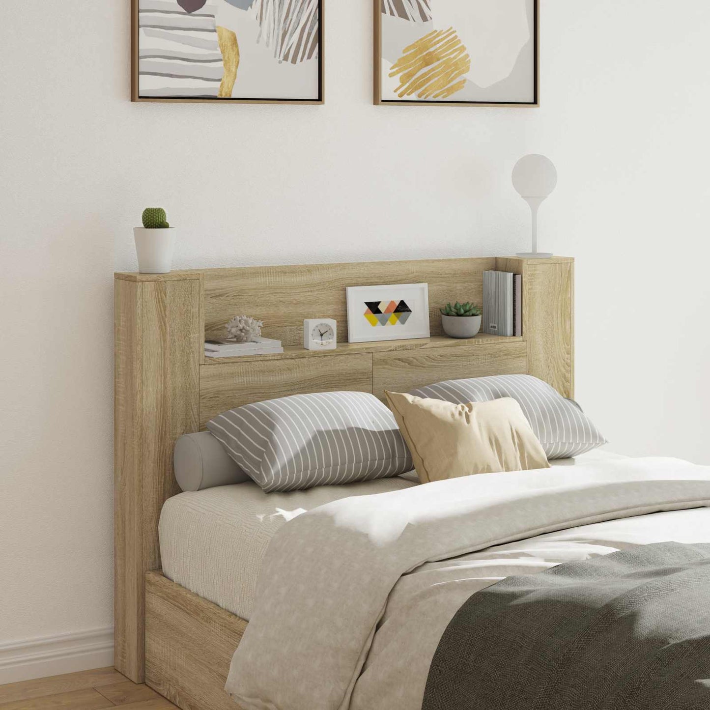 Hoofdbord Kast met LED met plank Sonoma 140 x 16,5 x 103,5 cm is nu te koop bij PeponiXL, paradijselijk wonen!