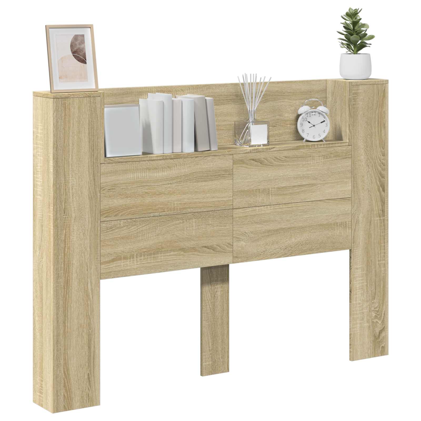 Hoofdbord Kast met LED met plank Sonoma 140 x 16,5 x 103,5 cm is nu te koop bij PeponiXL, paradijselijk wonen!