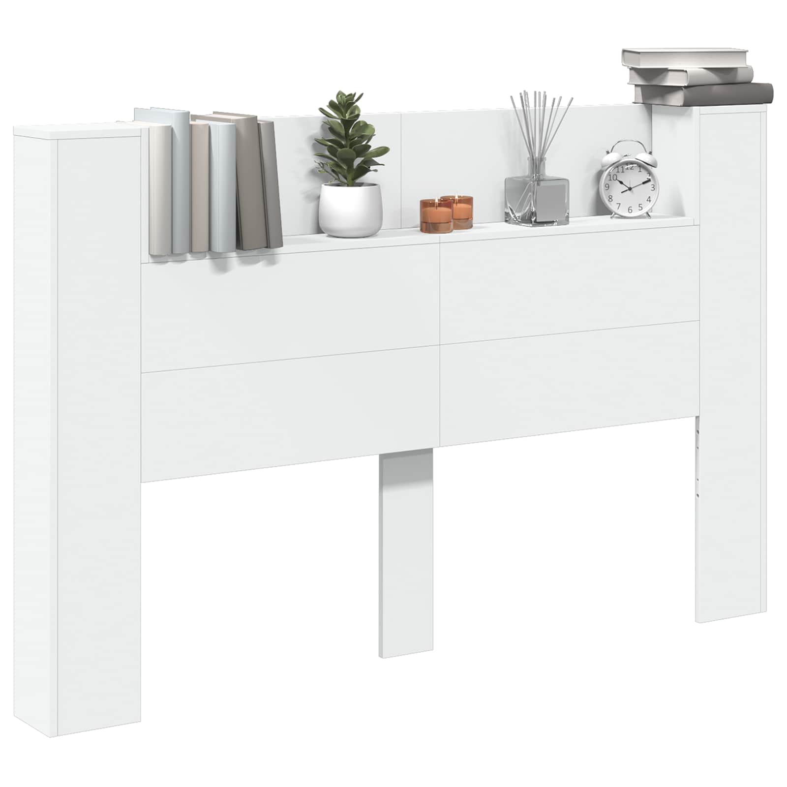 Hoofdbord Kast met LED Wit 160 x 16,5 x 103,5 cm Bewerkt hout is nu te koop bij PeponiXL, paradijselijk wonen!