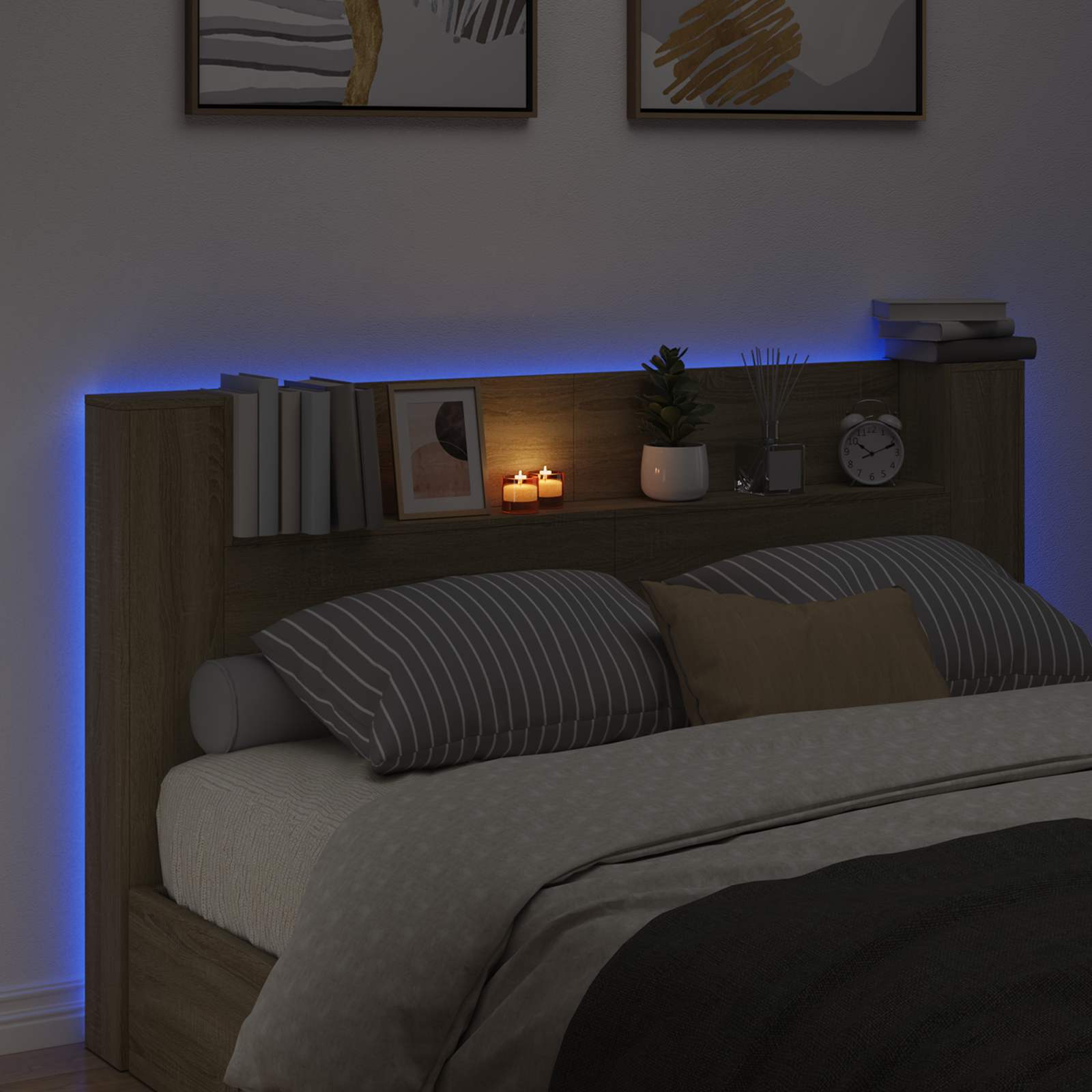 Hoofdbord Kast met LED met plank Sonoma 180 x 16,5 x 103,5 cm is nu te koop bij PeponiXL, paradijselijk wonen!