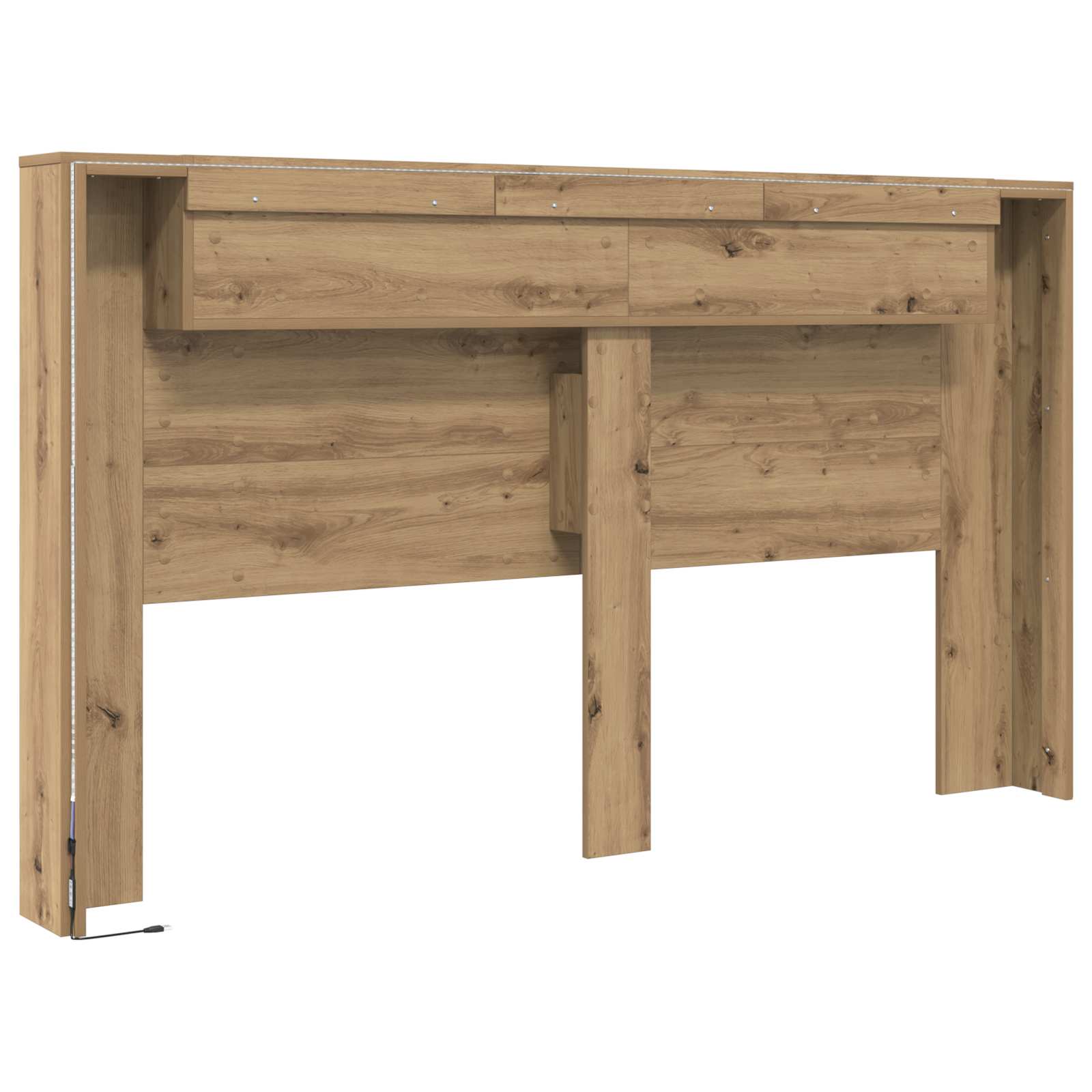 Hoofdbord Kast met LED Ambachtelijk eiken 180 x 16,5 x 103,5 cm is nu te koop bij PeponiXL, paradijselijk wonen!