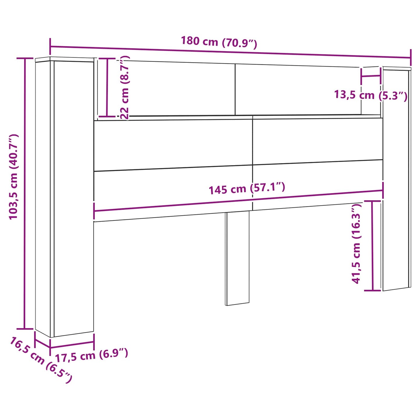 Hoofdbord Kast met LED Ambachtelijk eiken 180 x 16,5 x 103,5 cm is nu te koop bij PeponiXL, paradijselijk wonen!