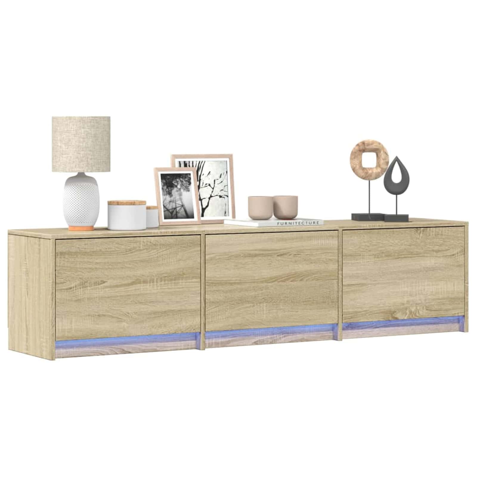 TV-kast met LED met lade Sonoma 165 x 34 x 40 cm Bewerkt hout is nu te koop bij PeponiXL, paradijselijk wonen!