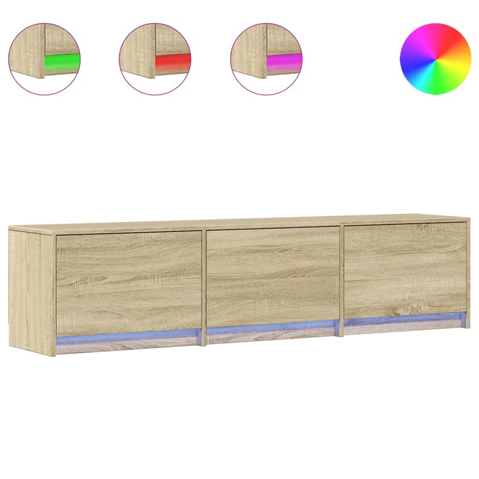 TV-kast met LED met lade Sonoma 165 x 34 x 40 cm Bewerkt hout is nu te koop bij PeponiXL, paradijselijk wonen!