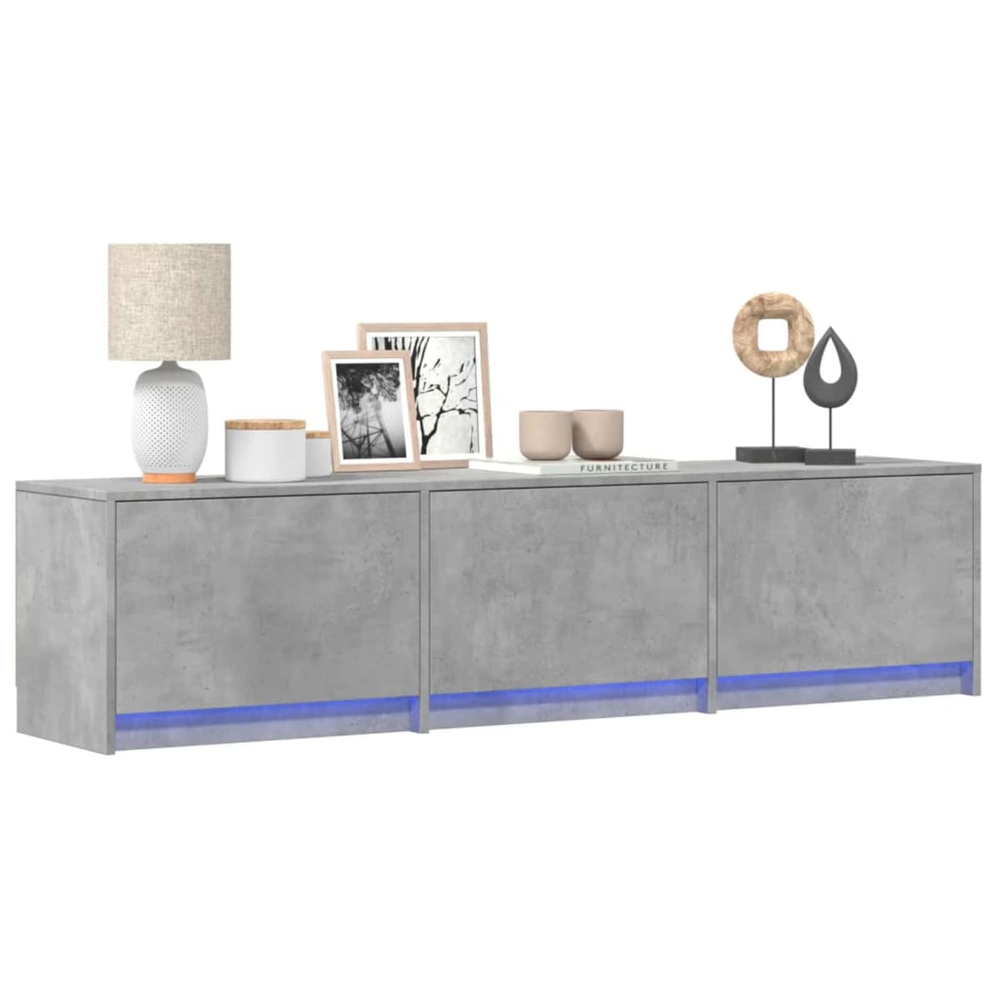 TV-kast met LED Betonkleurig 165 x 34 x 40 cm Bewerkt hout is nu te koop bij PeponiXL, paradijselijk wonen!